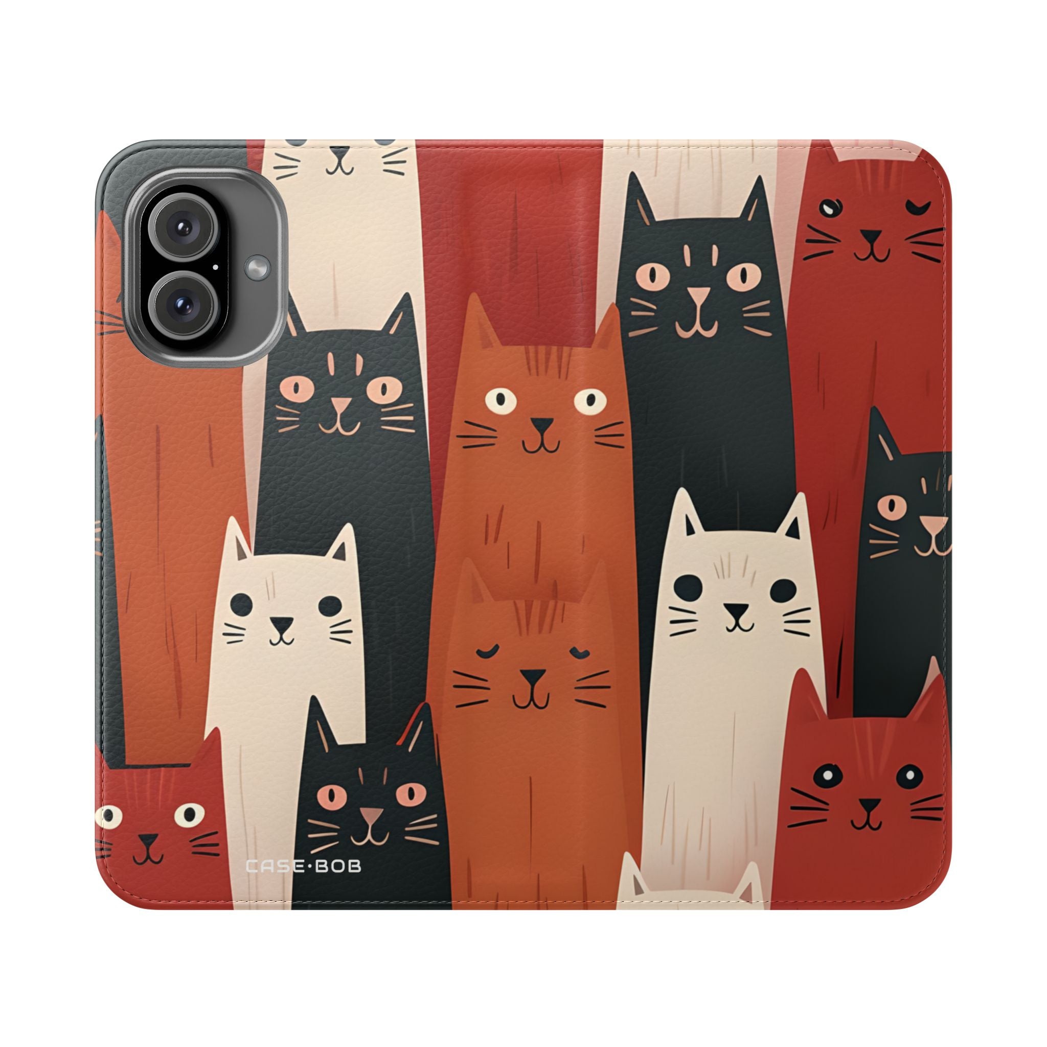 Cat Columns Orange - iPhone 16 Plus Case - Wallet