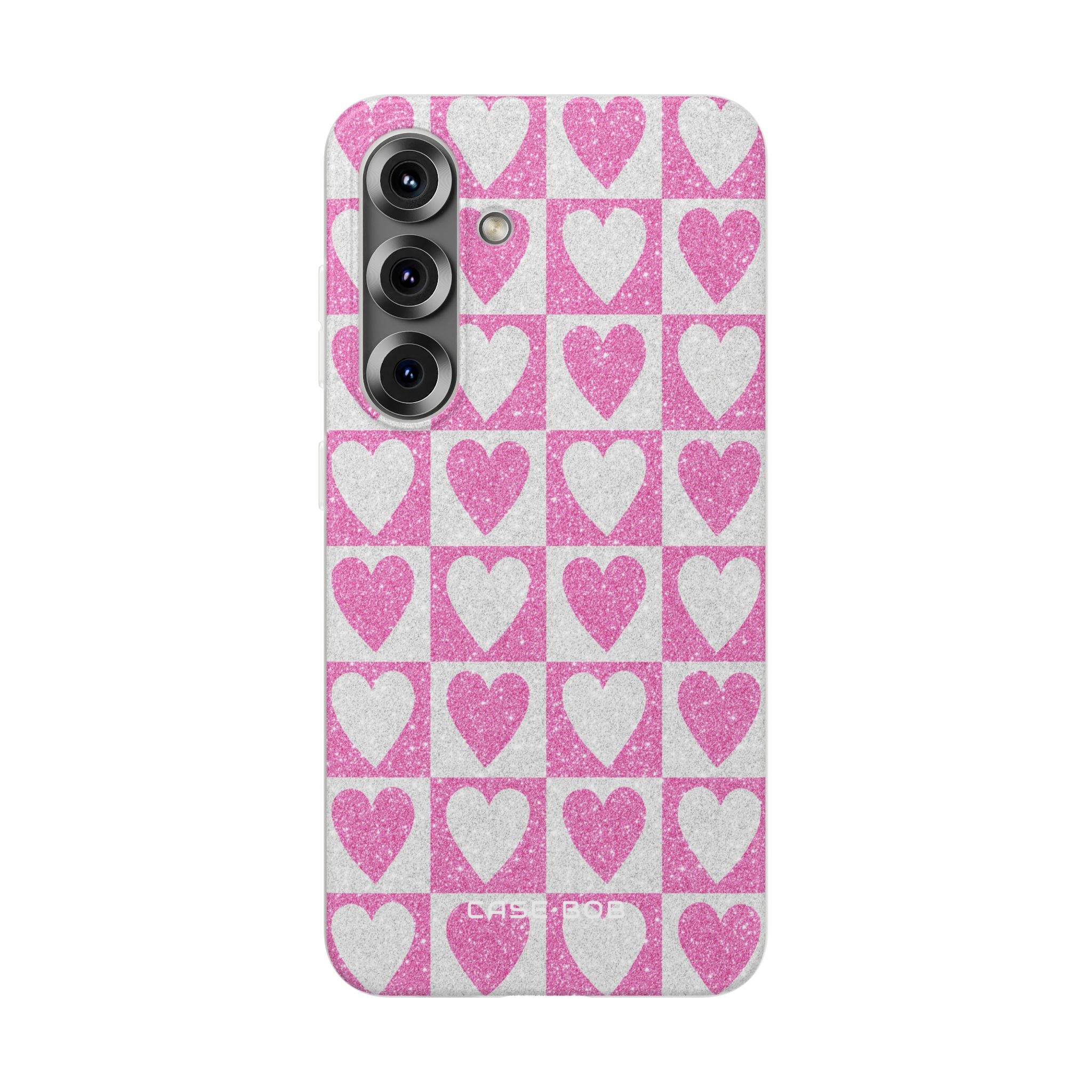 Glitter Herz Gitter Samsung S25 Case - Soft