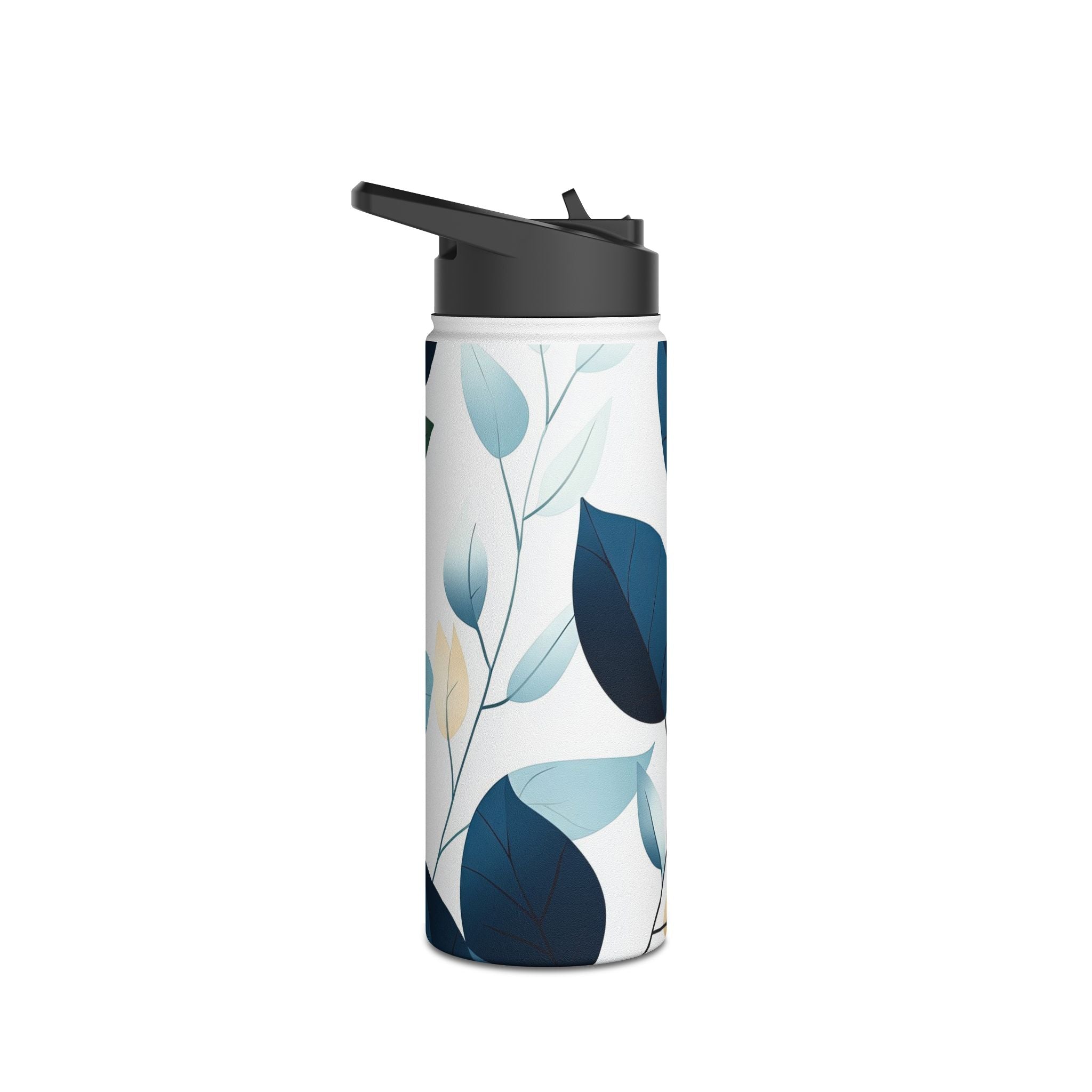 Navy Leaf Veins - Stainless Steel Water Bottle