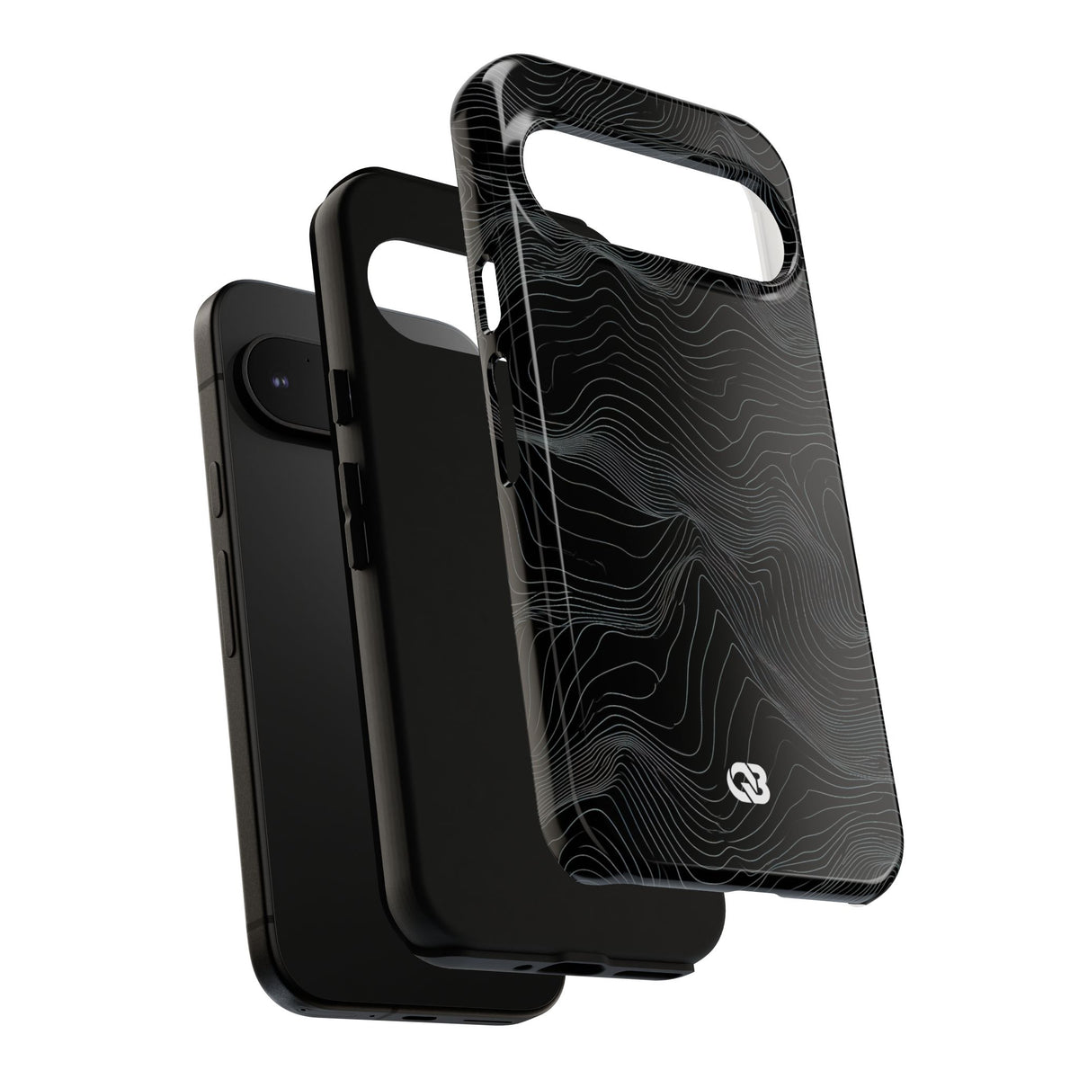 Black Tough Phone Case for Google Pixel - Obsidian Topo Wireframe