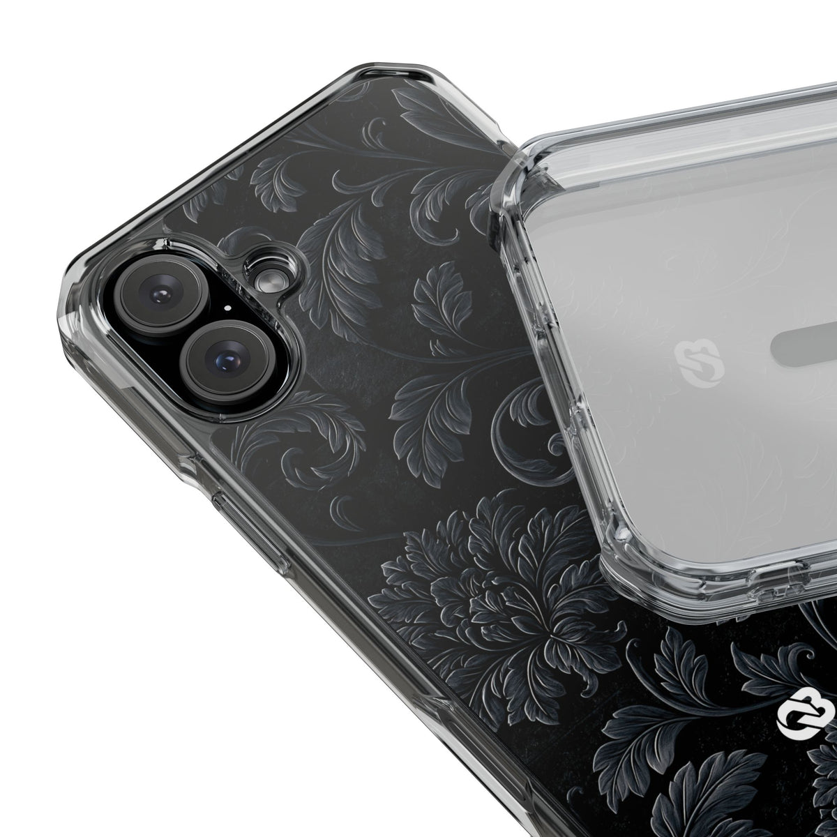 Obsidian Damask · Clear Impact Magnetic Phone Case for iPhone · Black