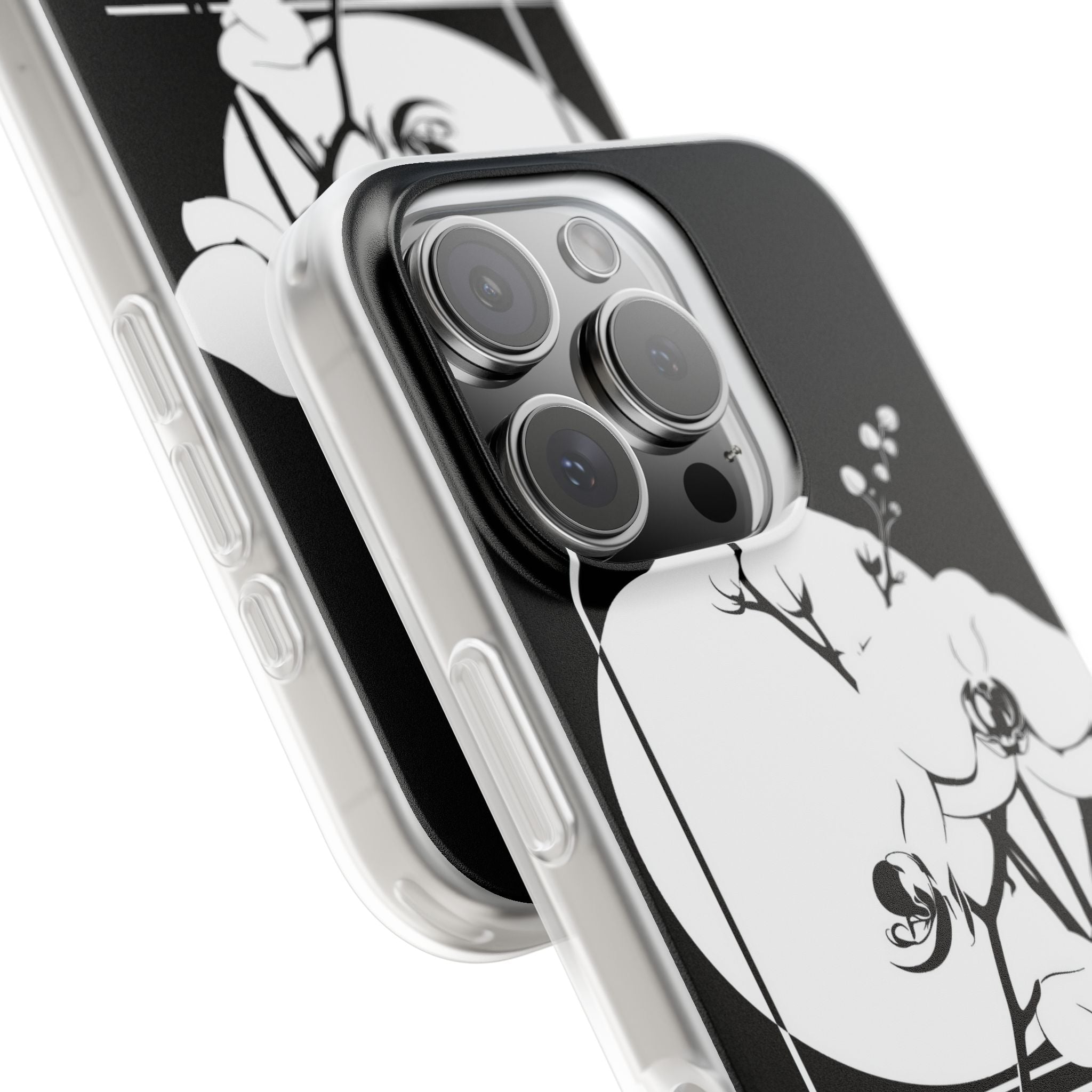 Black Lite Phone Case for iPhone - Lunar Orchid Grid