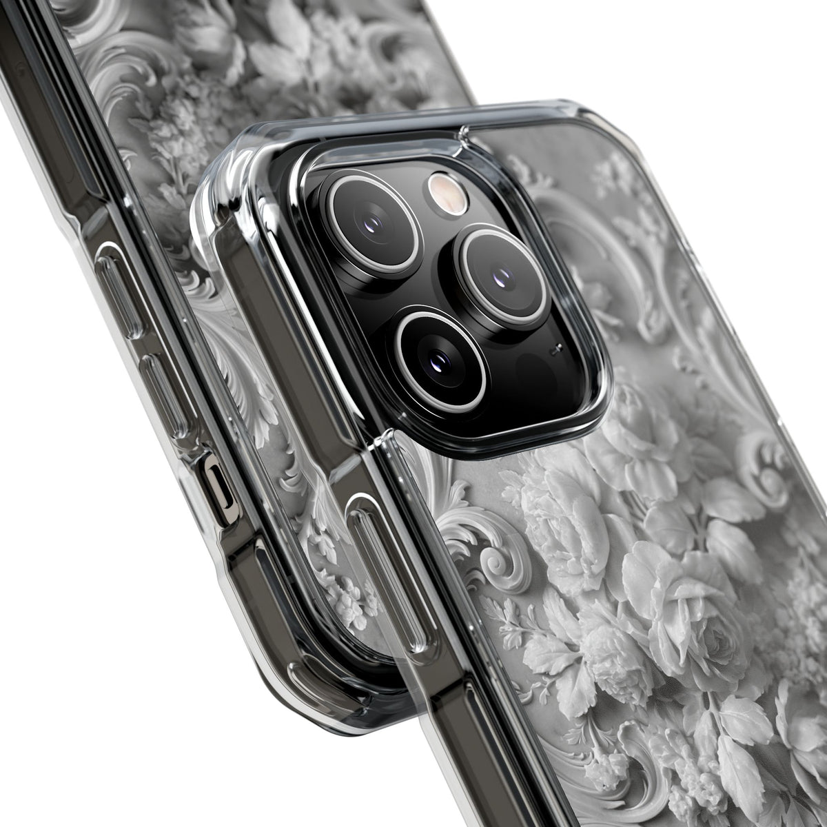 Rococo Marble Rose · Clear Impact Magnetic Phone Case for iPhone · White