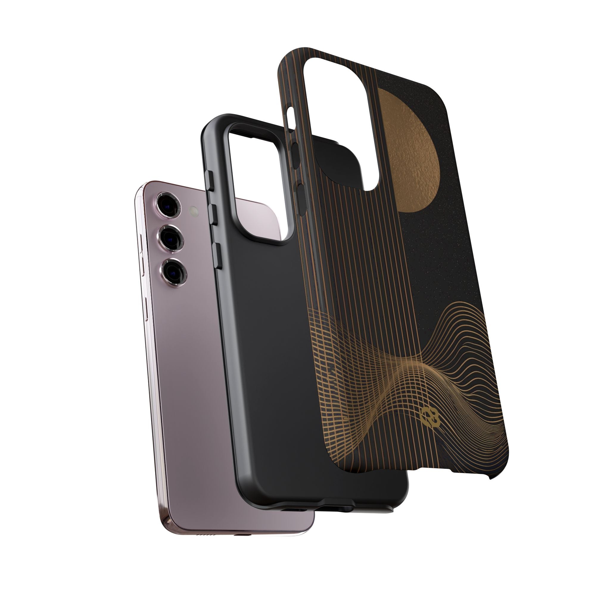 Gold Tough Phone Case for Samsung - Gilded Obsidian Dunes