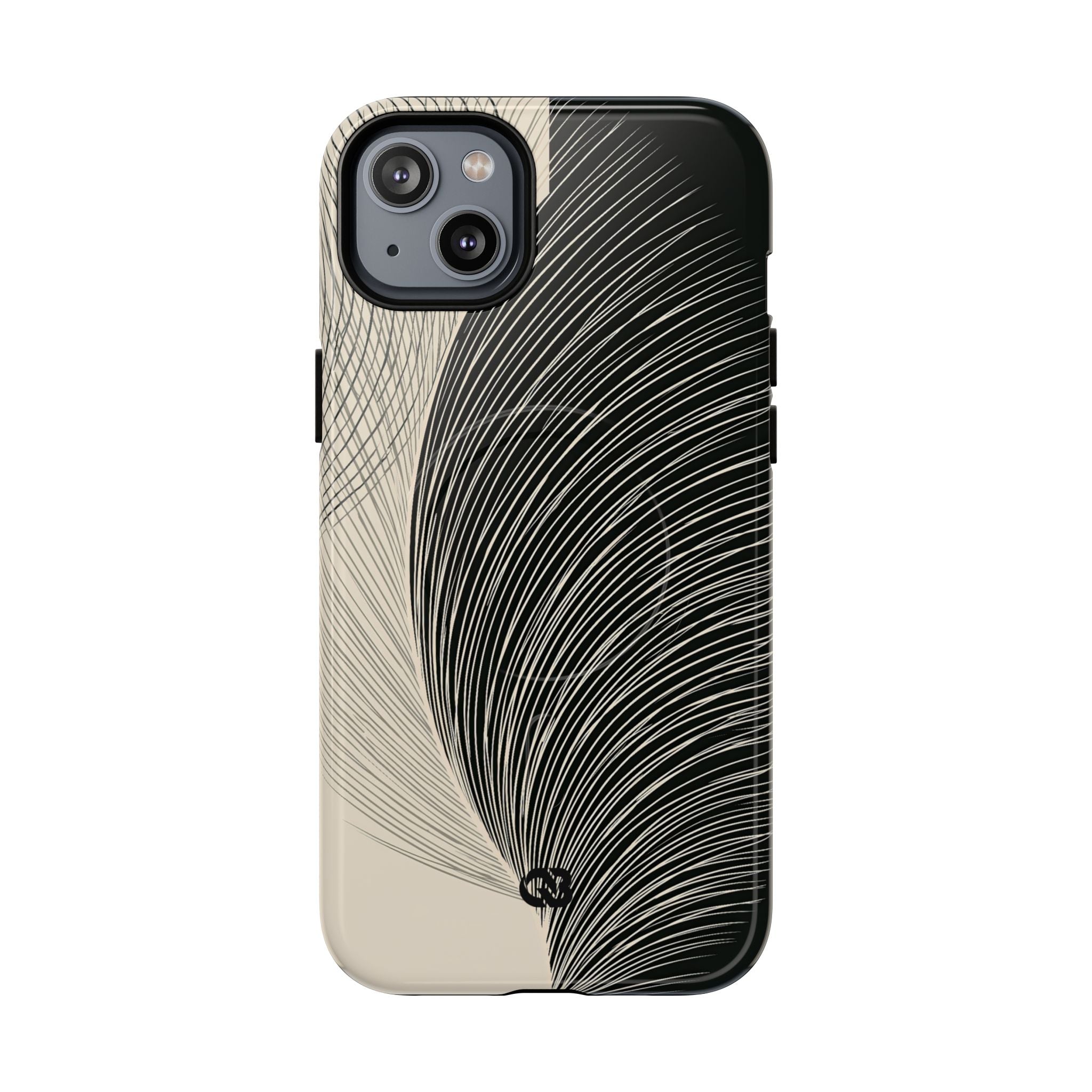 Beige Tough 2.0 Magsafe Phone Case for iPhone - Obsidian Cream Plume