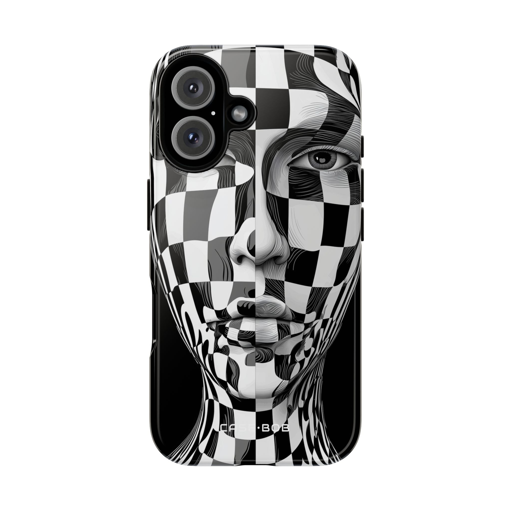 Checkered Face iPhone 16 Case - Tough