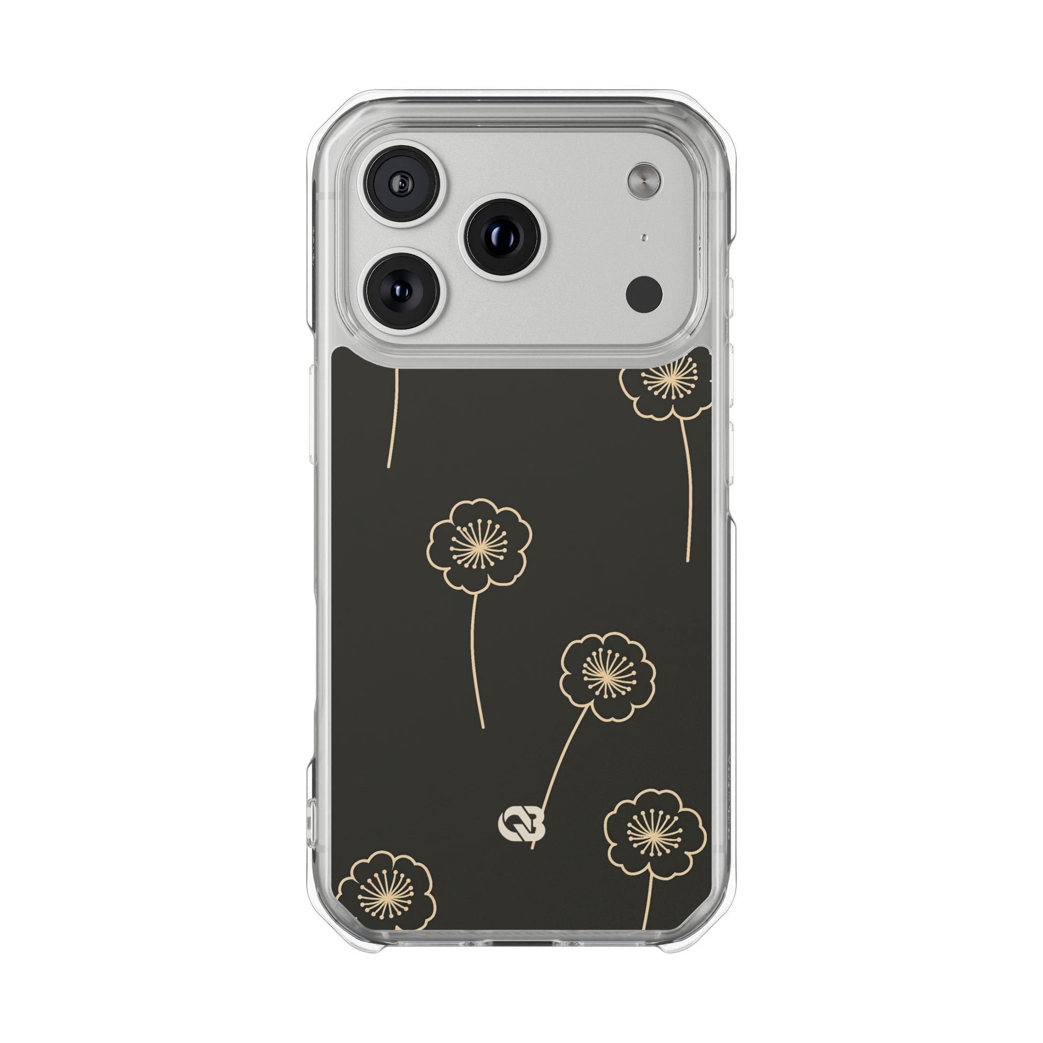 Black Impact MagSafe Phone Case for iPhone - Obsidian Sand Petals