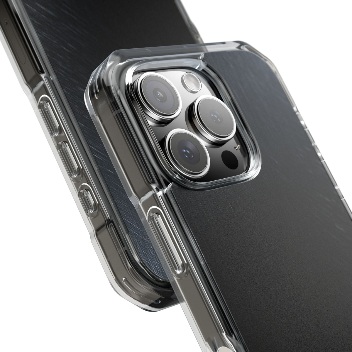 Brushed Obsidian Steel · Clear Impact Magnetic Phone Case for iPhone · Black