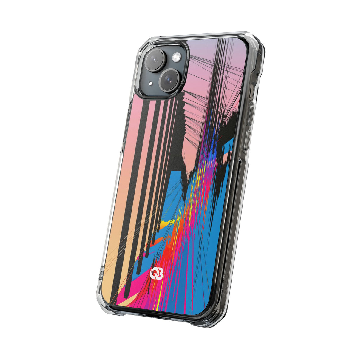 Blue Impact MagSafe Phone Case for iPhone - Fractured Data Skyline