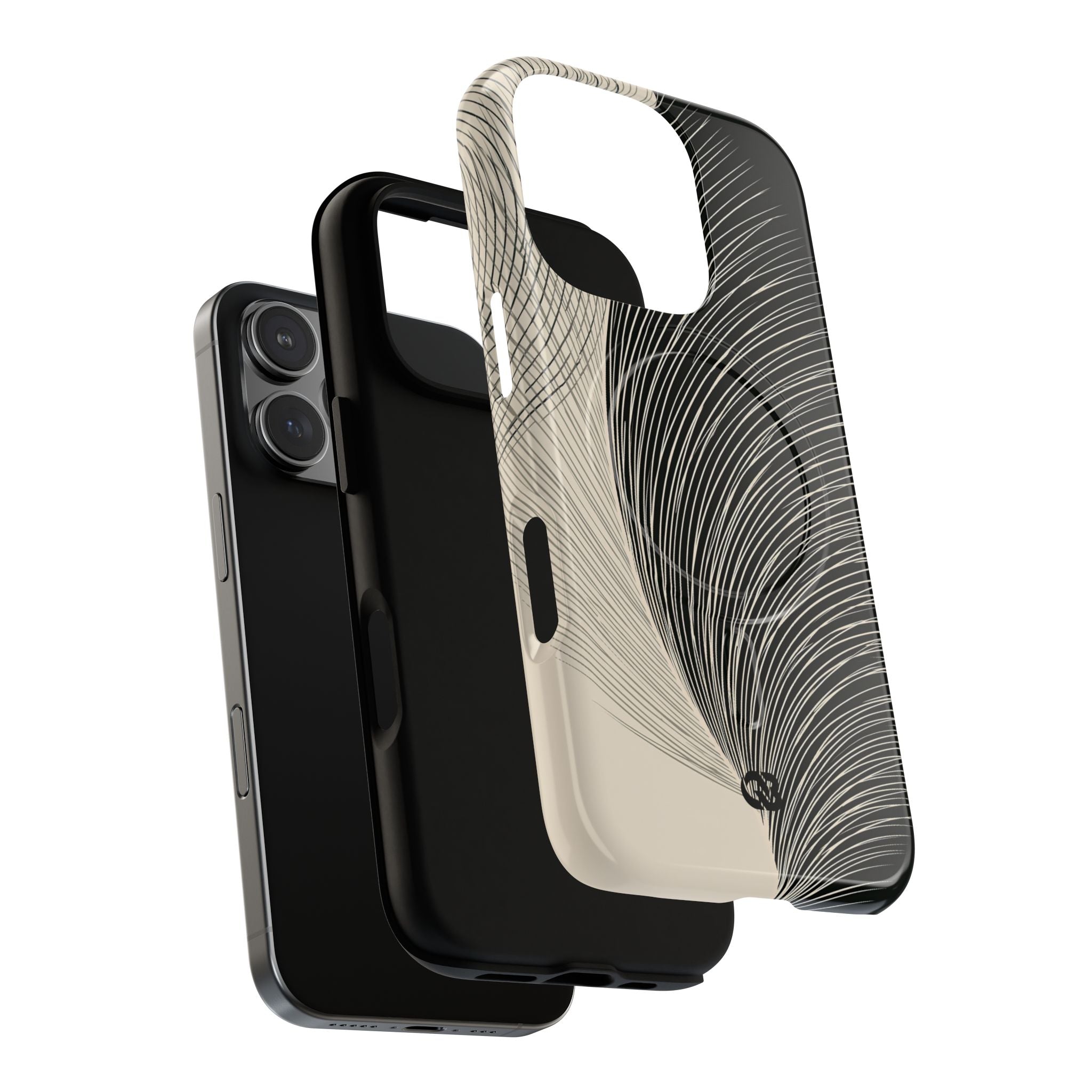 Beige Tough 2.0 Magsafe Phone Case for iPhone - Obsidian Cream Plume