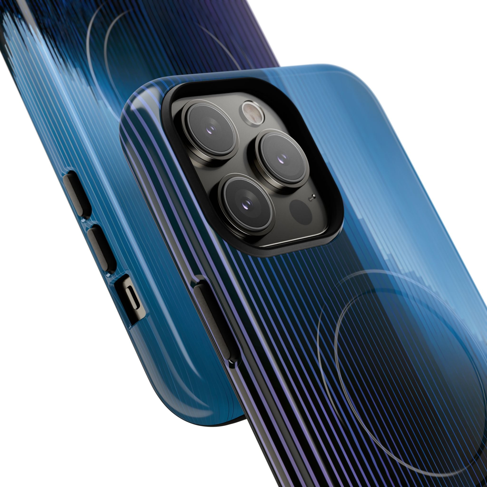 Blue Tough 2.0 Magsafe Phone Case for iPhone - Indigo Distortion Wave