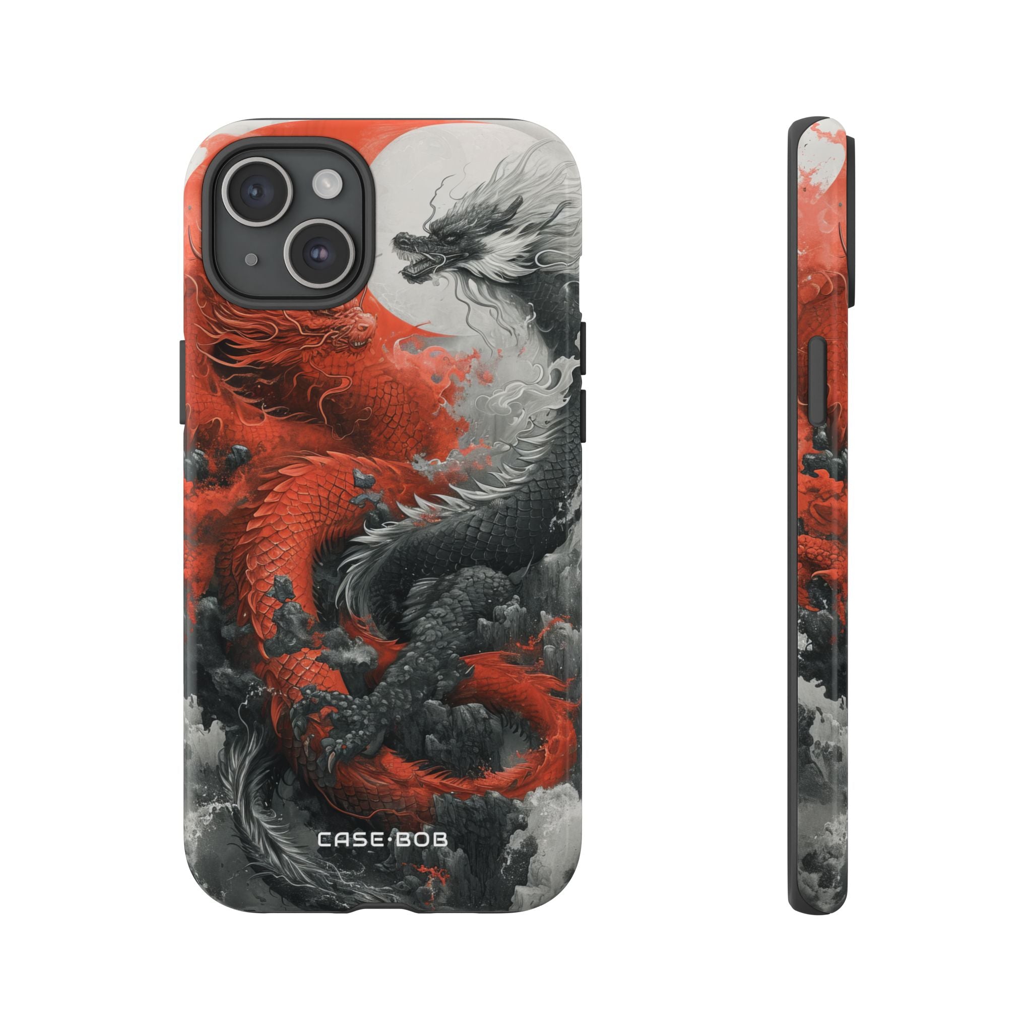 Twin Dragons Crimson iPhone 15 Plus Cover - Tough