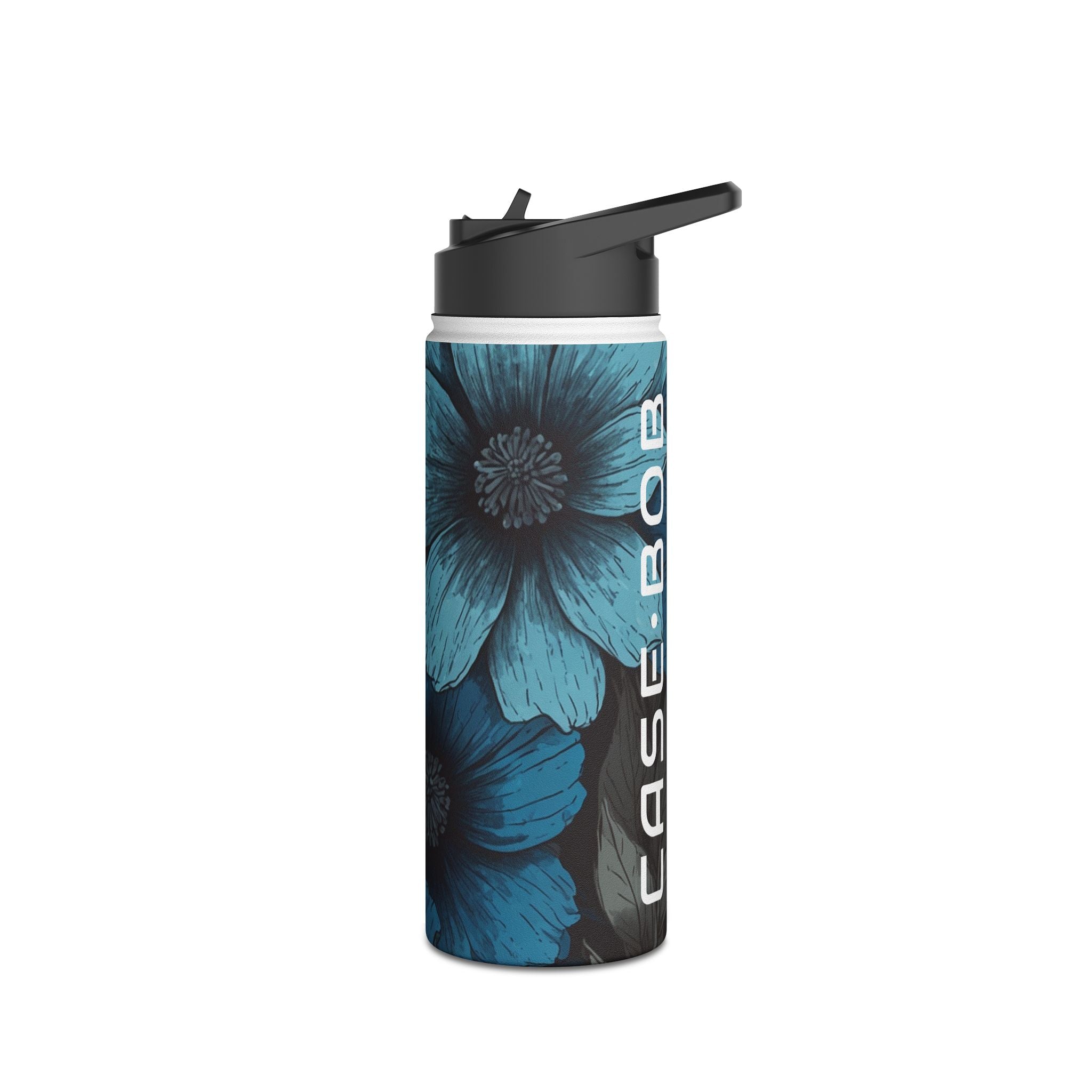 Blue Petal Bloom - Stainless Steel Water Bottle