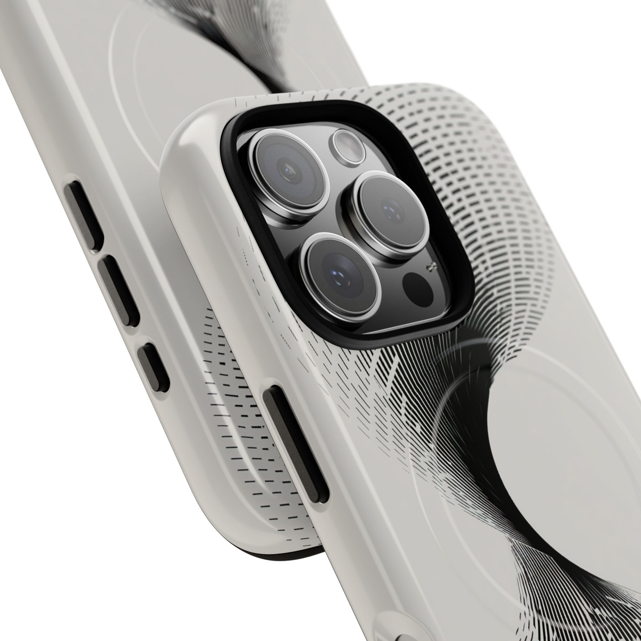 White Tough 2.0 Magsafe Phone Case for iPhone - Linear Torsion Grid