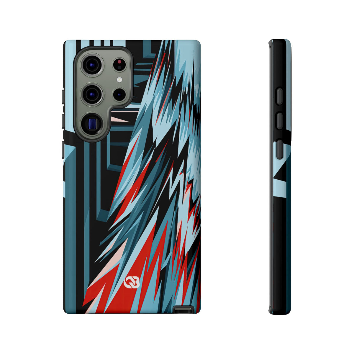 Blue Tough Phone Case for Samsung - Glitch Peak Cyan