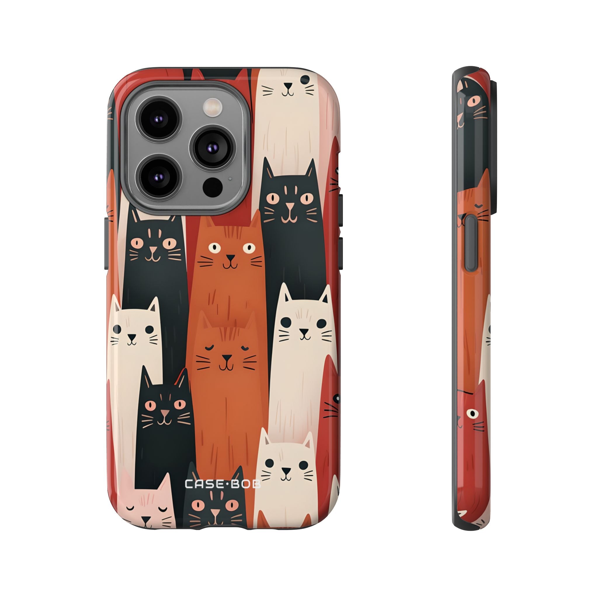 Elongierte Katzen Schwarzes iPhone 14 Pro Case - Tough