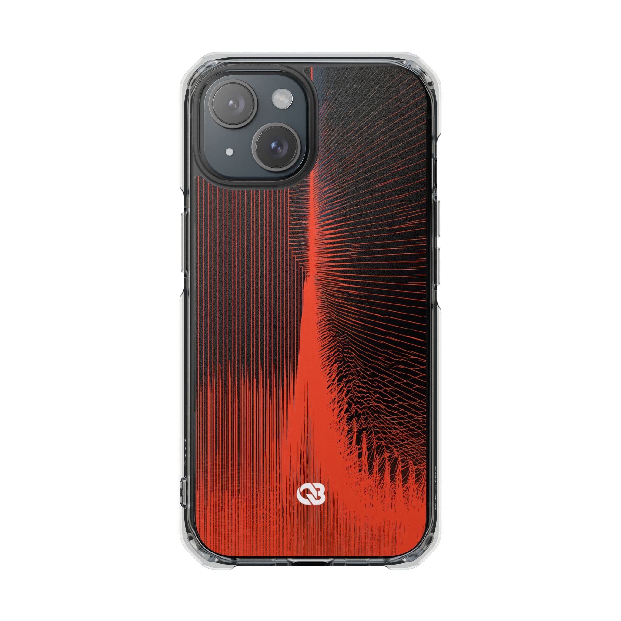 Red Impact MagSafe Phone Case for iPhone - Crimson Frequency Pulse