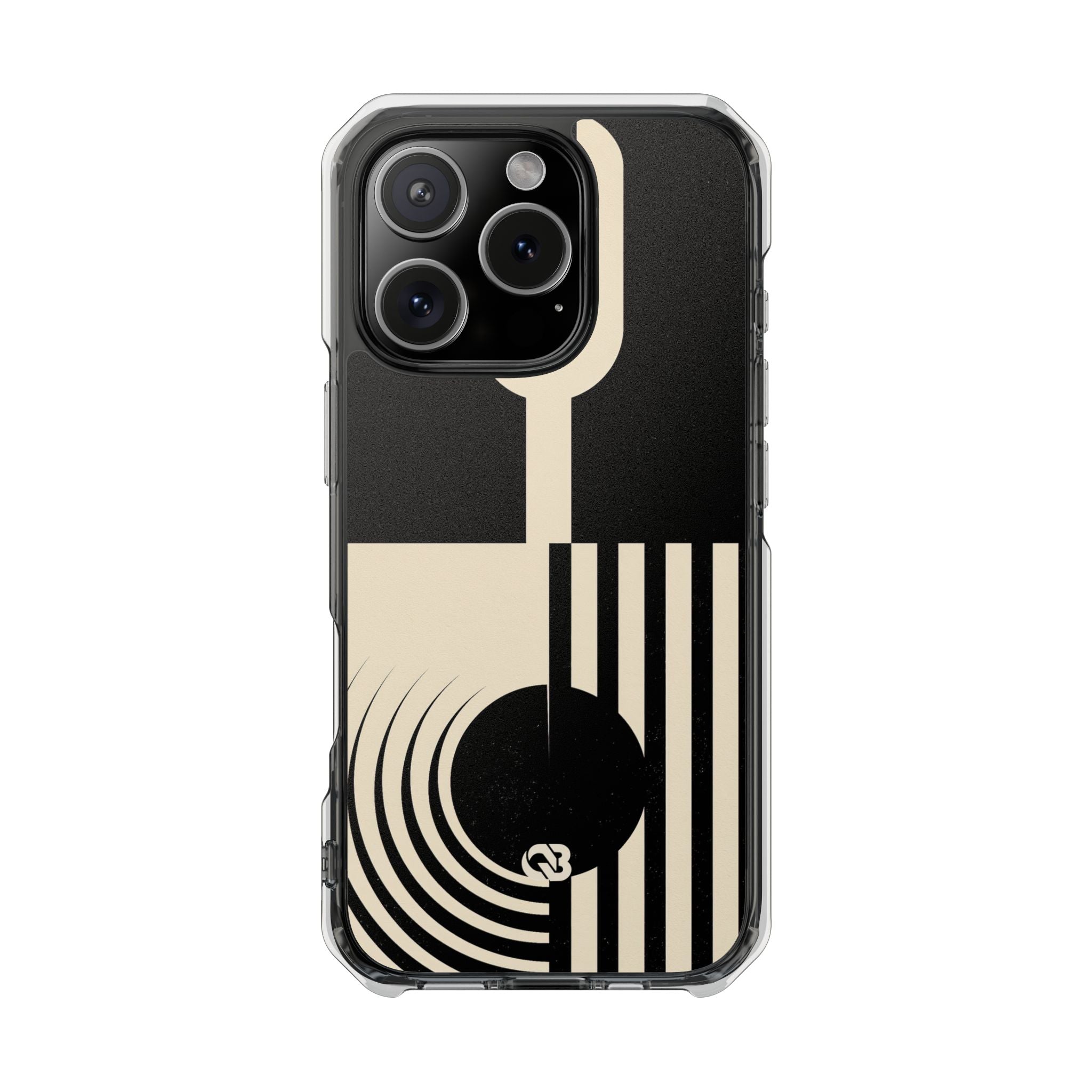 Black Impact MagSafe Phone Case for iPhone - Ivory Signal Grid