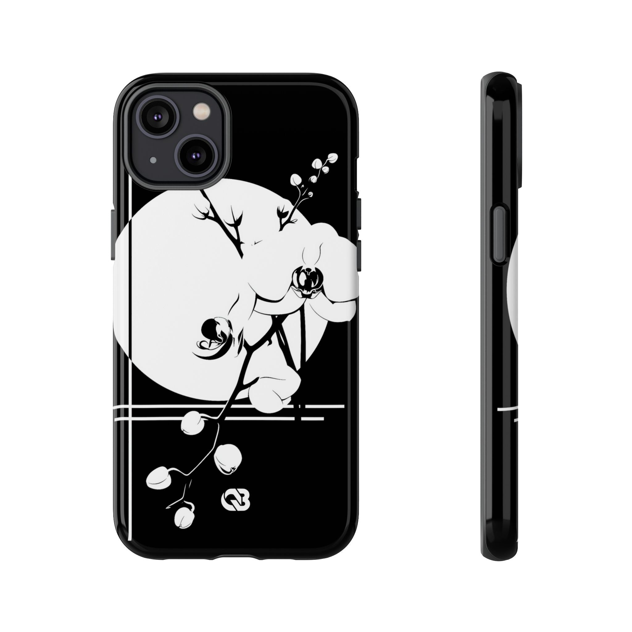 Black Tough Phone Case for iPhone - Lunar Orchid Grid