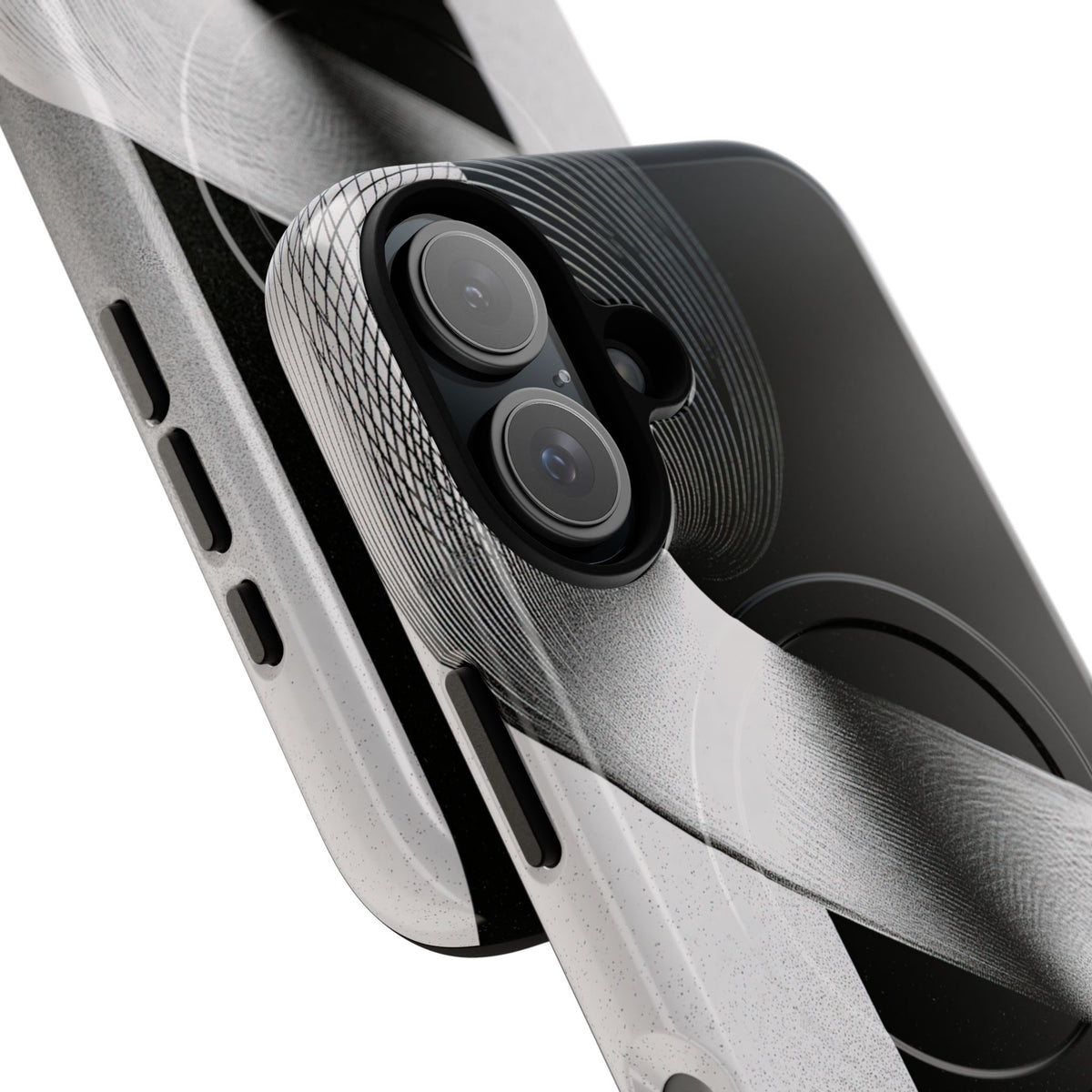Grey Tough 2.0 Magsafe Phone Case for iPhone - Obsidian Moiré Wave