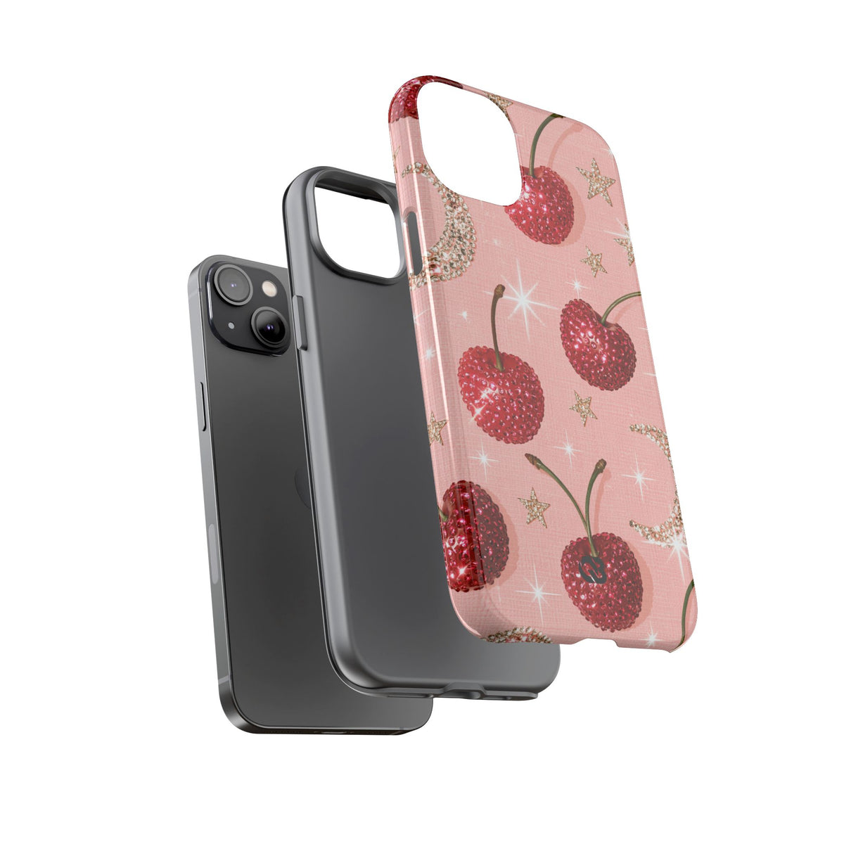 Bedazzled Ruby Cherries · Tough Phone Case for iPhone · Pink