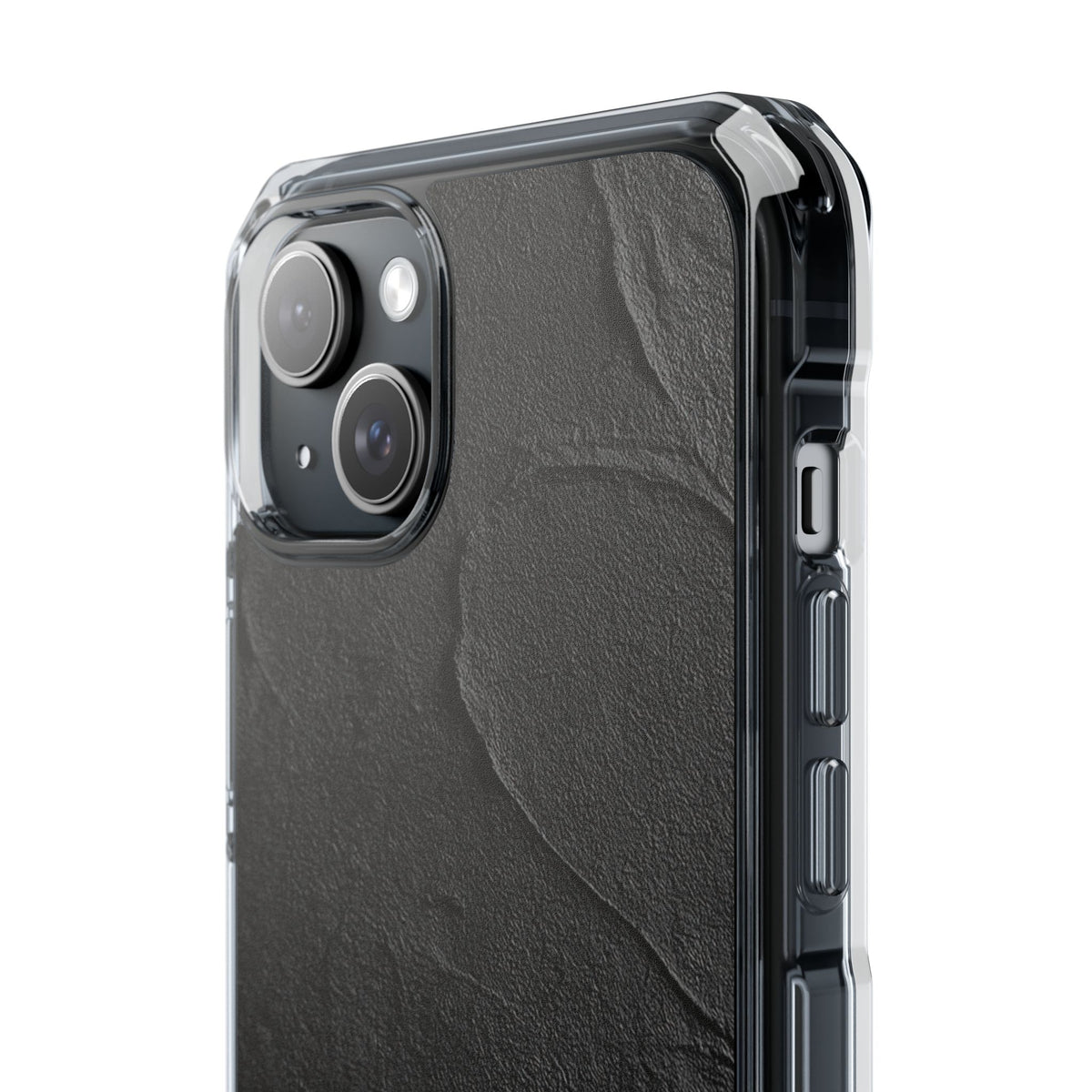 Obsidian Stucco Relief · Clear Impact Magnetic Phone Case for iPhone · Black