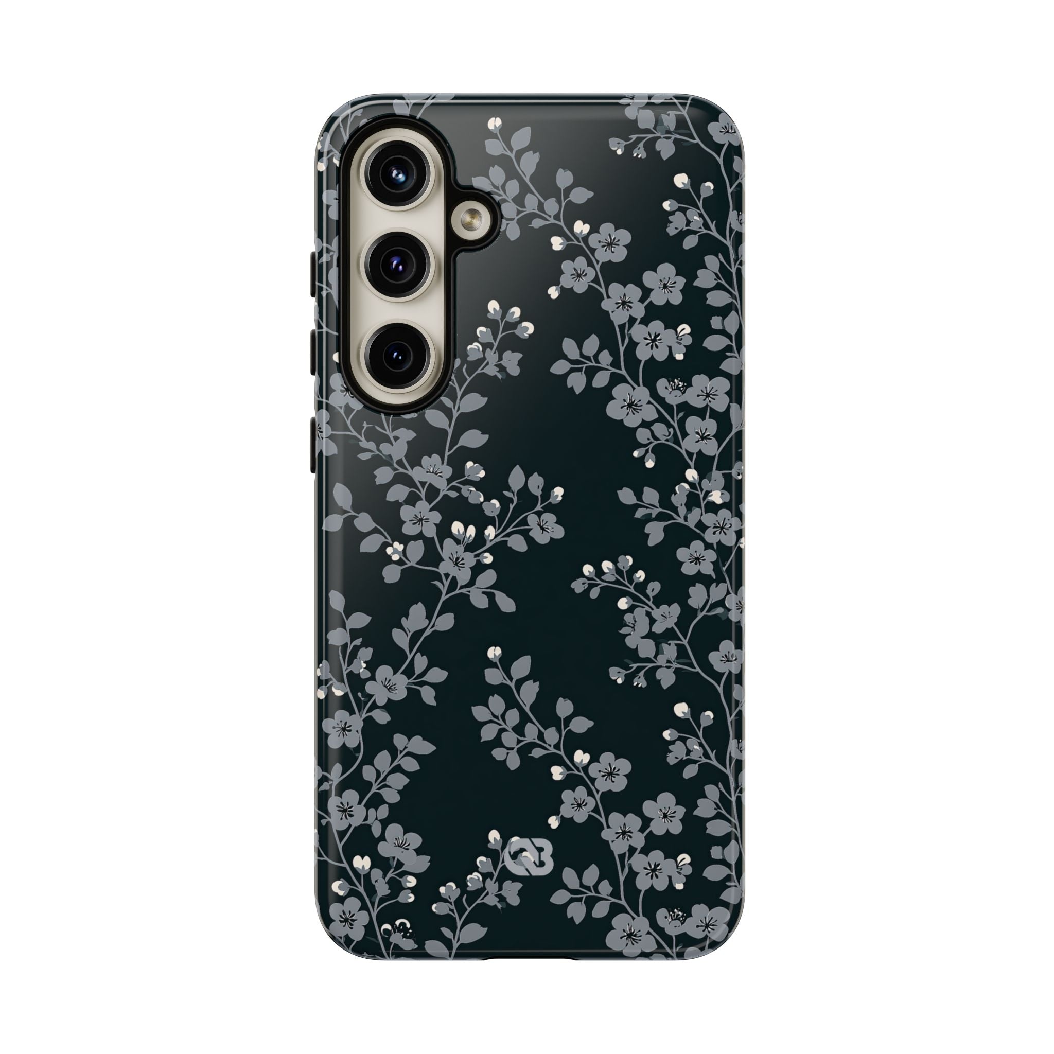 Black Tough Phone Case for Samsung - Midnight Slate Blossom