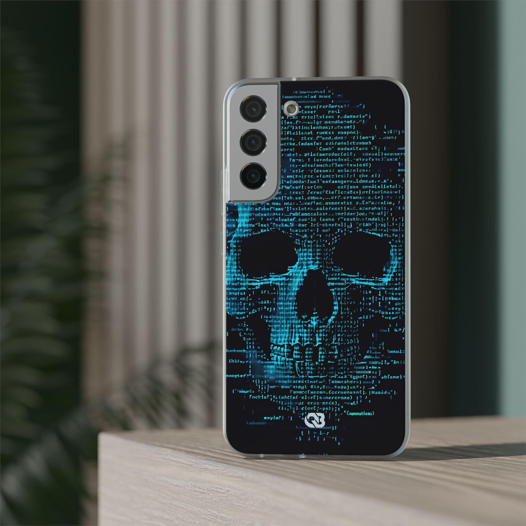 Cyan Glitch Skull · Soft Handyhülle für Samsung