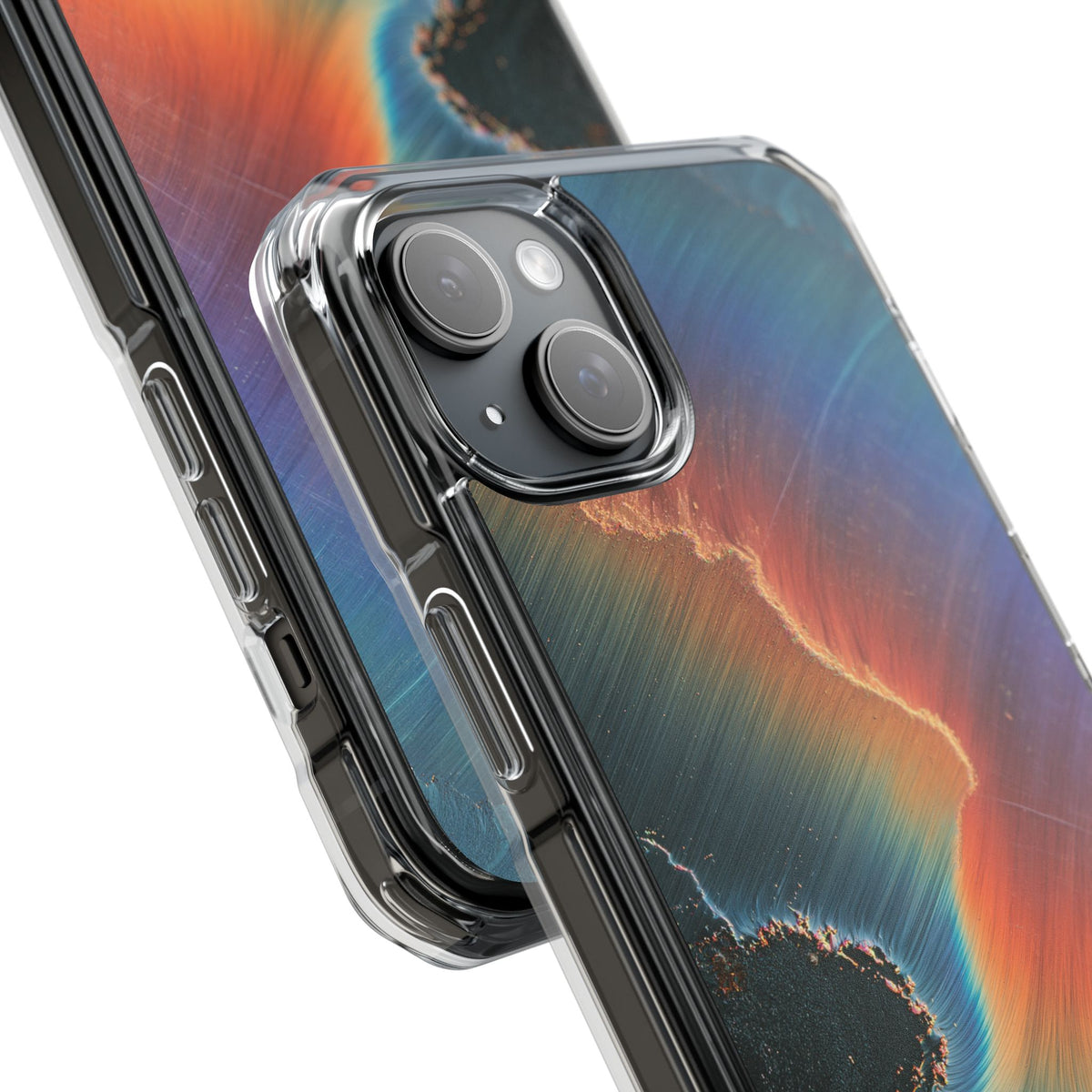 Prismatic Aura Shift · Clear Impact Magnetic Phone Case for iPhone · Blue
