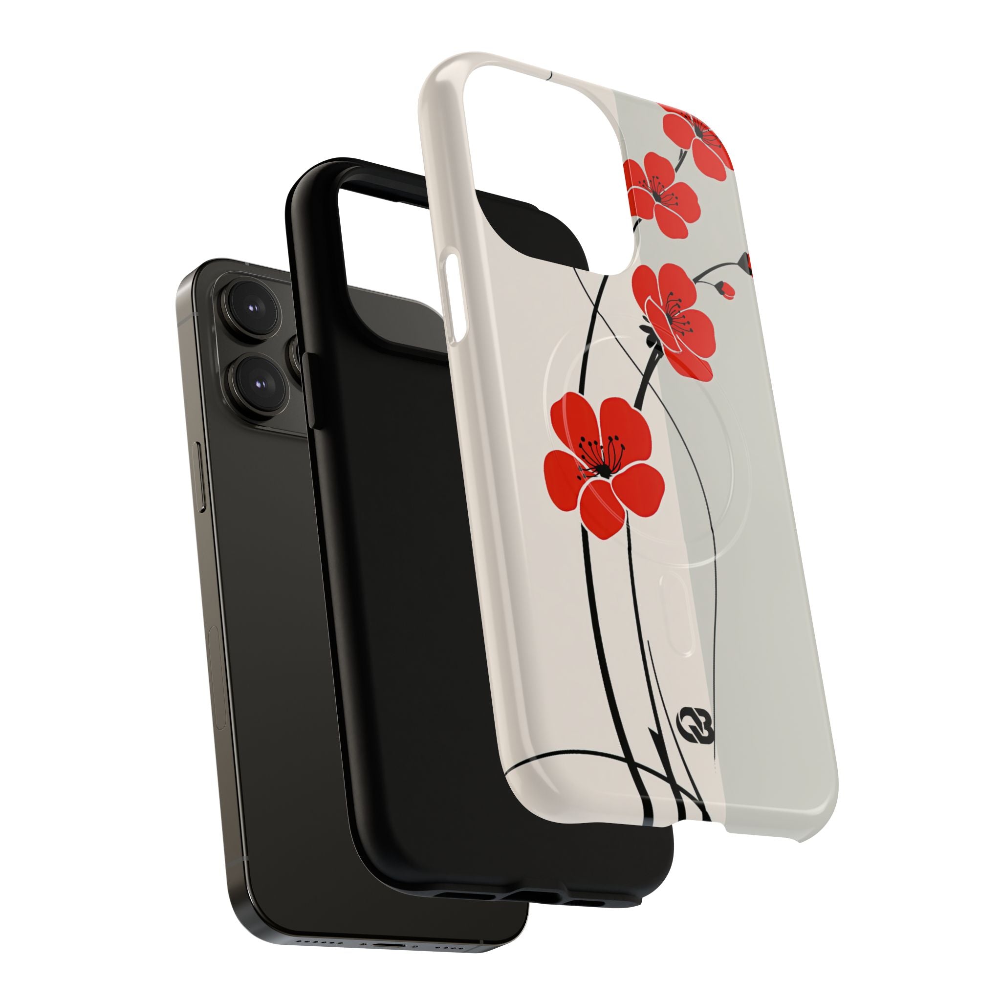 Red Tough 2.0 Magsafe Phone Case for iPhone - Crimson Plum Ink