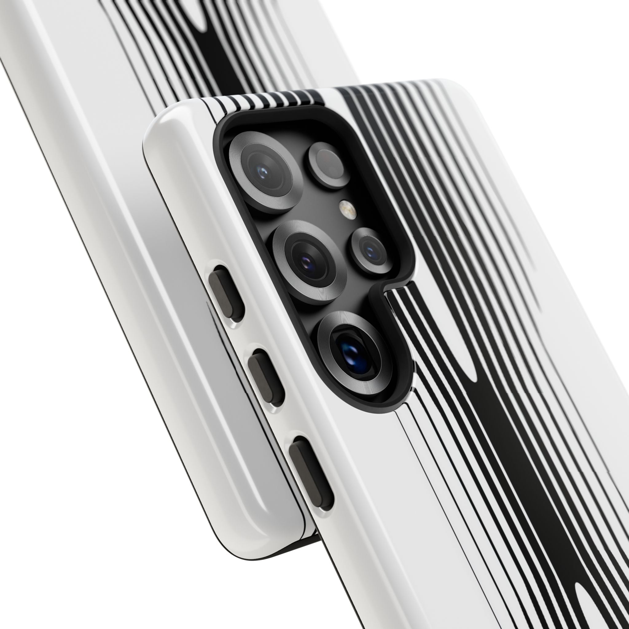 White Tough Phone Case for Samsung - Kinetic Mono Distortion