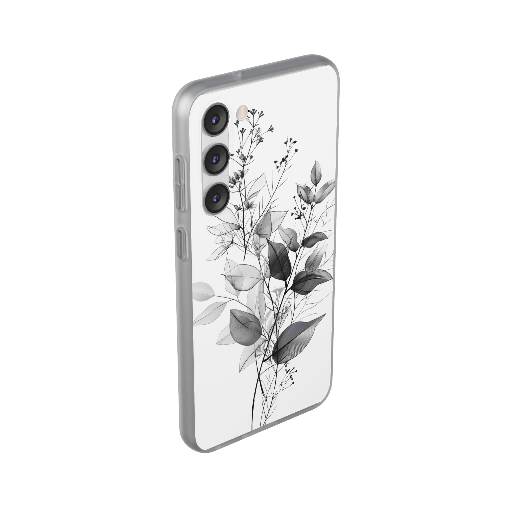 Veined Leaves Gray Samsung S23 Plus Case - Soft