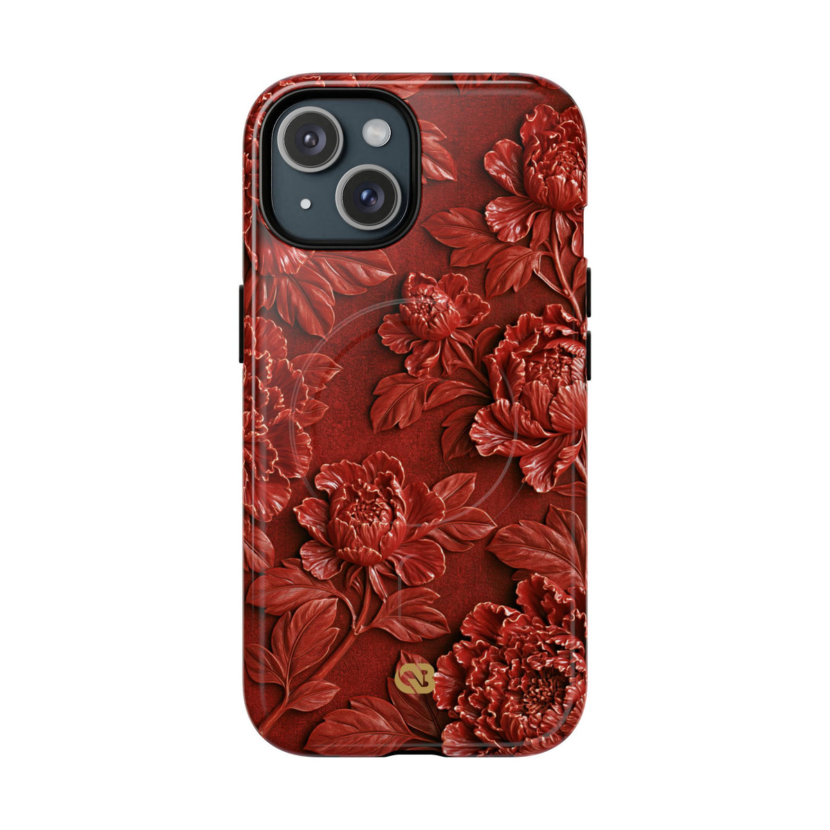 Cinnabar Peony Relief · Tough 2.0 Magnetic Phone Case for iPhone · Red