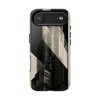 Beige Tough 2.0 Magsafe Phone Case for iPhone - Monolith Urban Grid