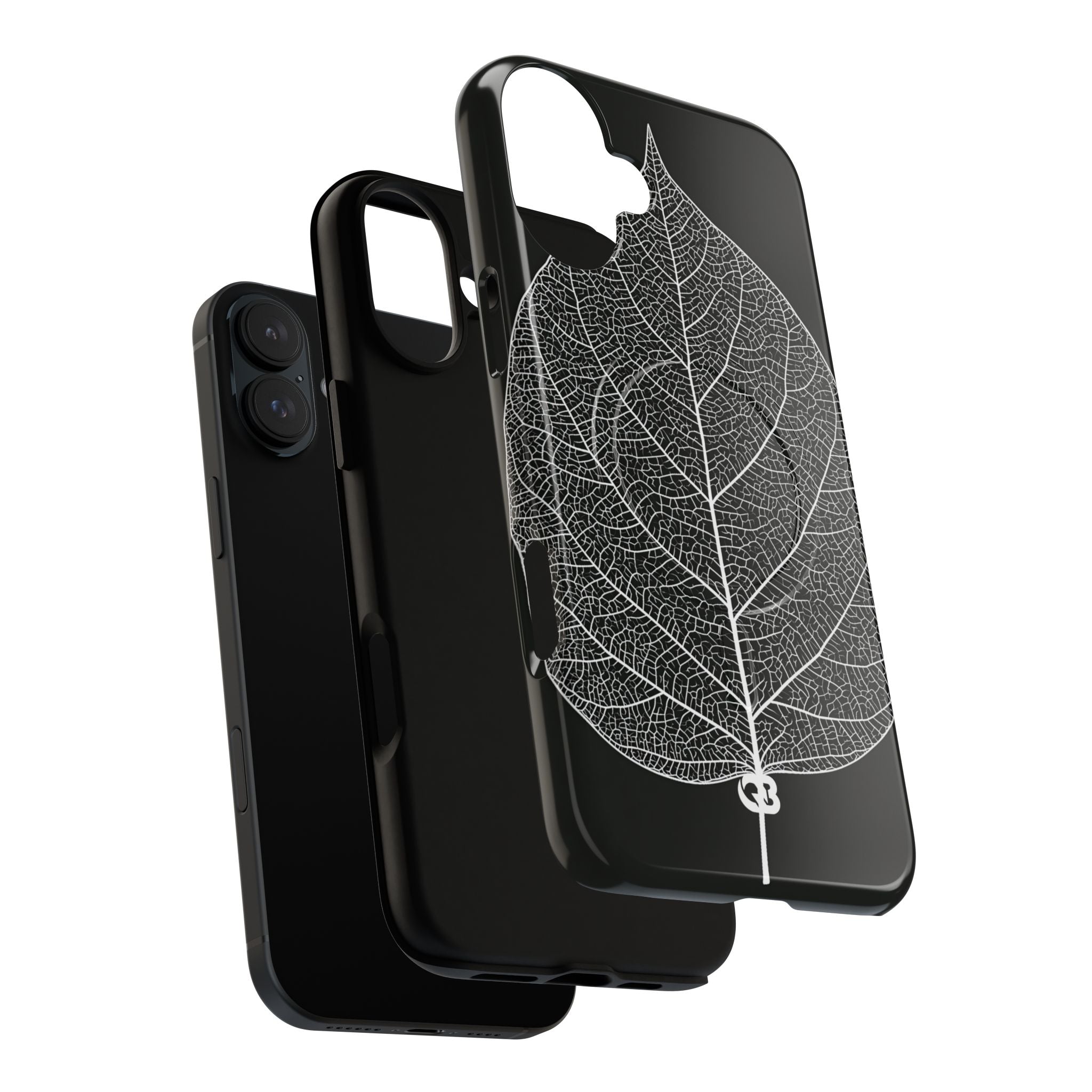 Black Tough 2.0 Magsafe Phone Case for iPhone - Bleached Leaf Lattice