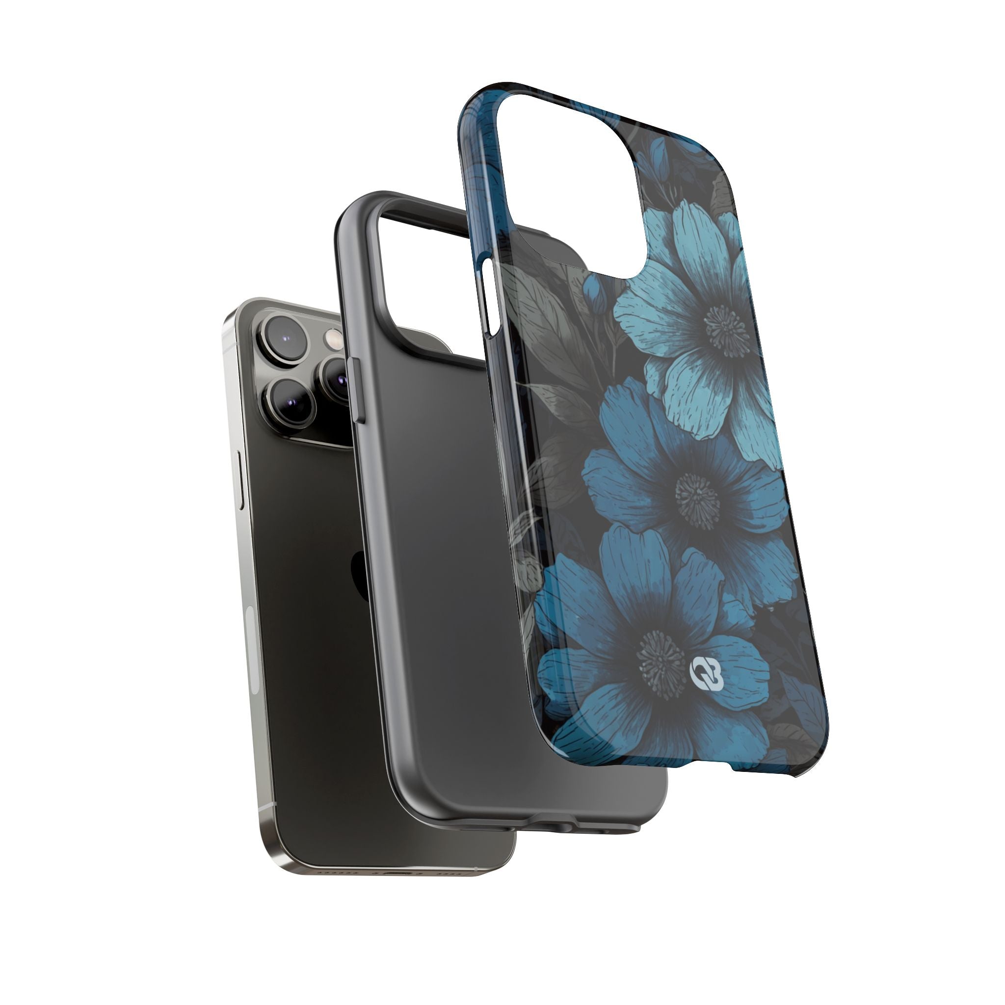 Obsidian Blue Petals · Coque de téléphone Tough pour iPhone
