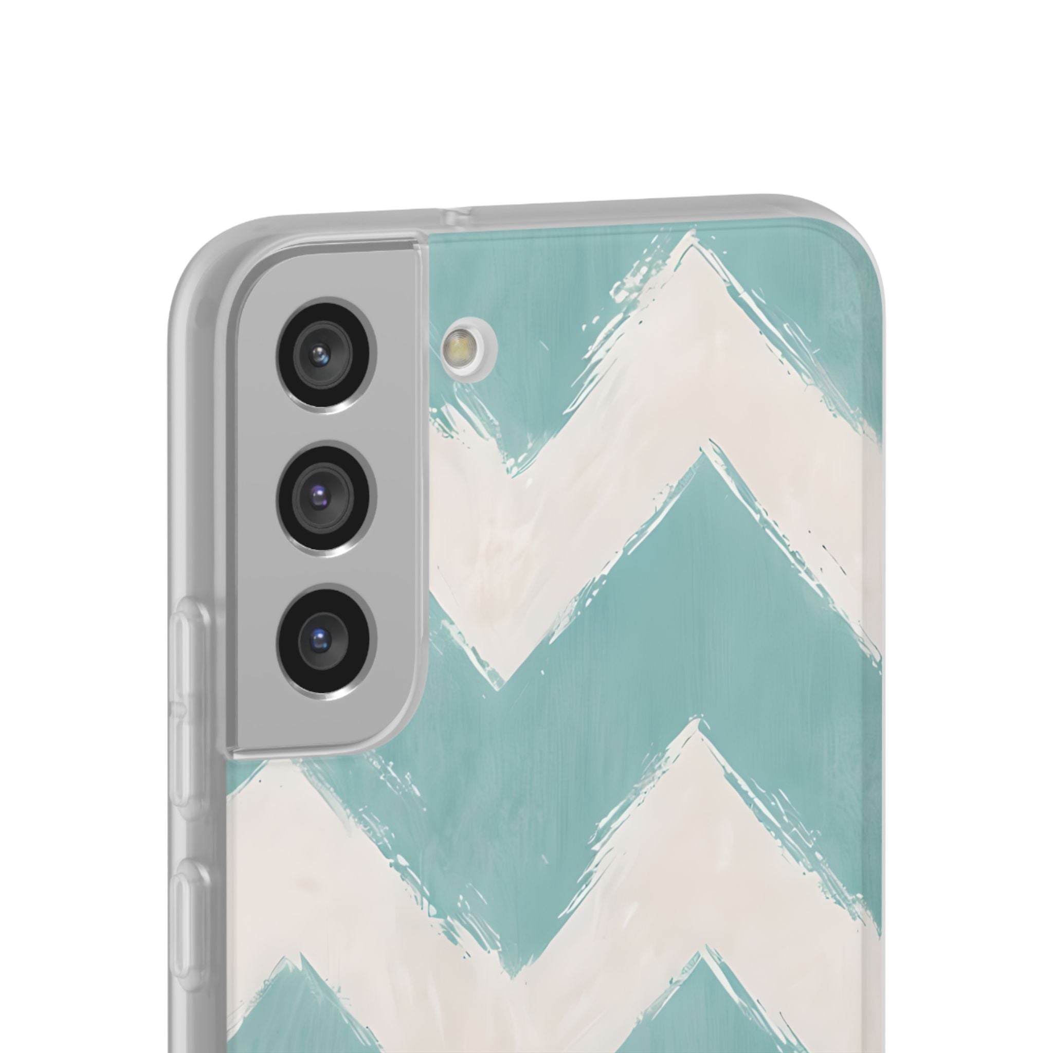 Teal Painted Chevron · Soft Phone Case for Samsung