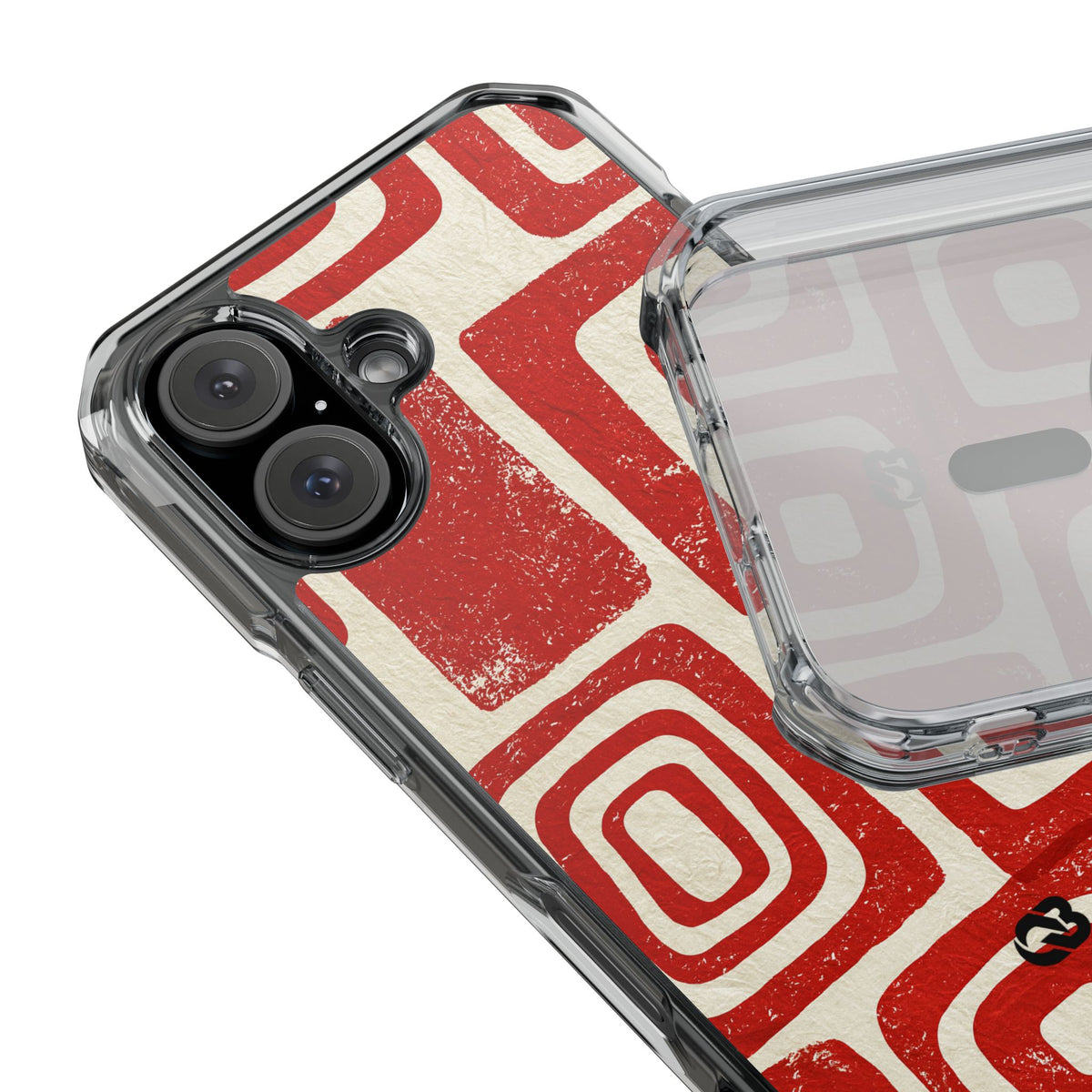 Vermilion Block Motif · Clear Impact Magnetic Phone Case for iPhone · Red