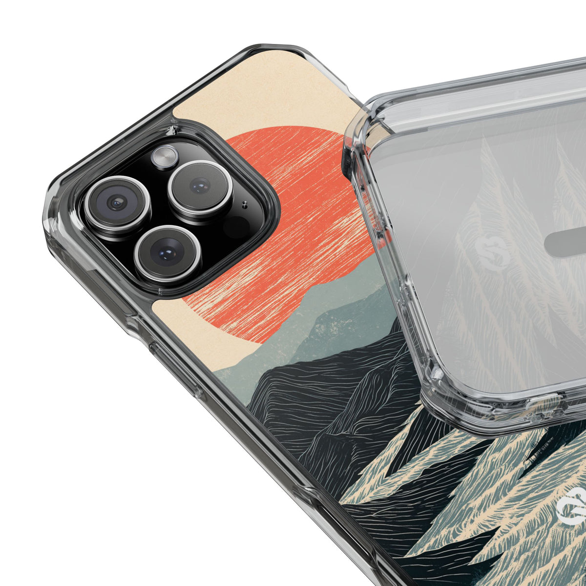 Crimson Ridge Horizon · Clear Impact Magnetic Phone Case for iPhone · Black