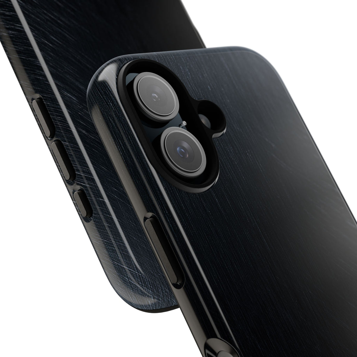 Black Tough Phone Case for iPhone - Midnight Brushed Grain