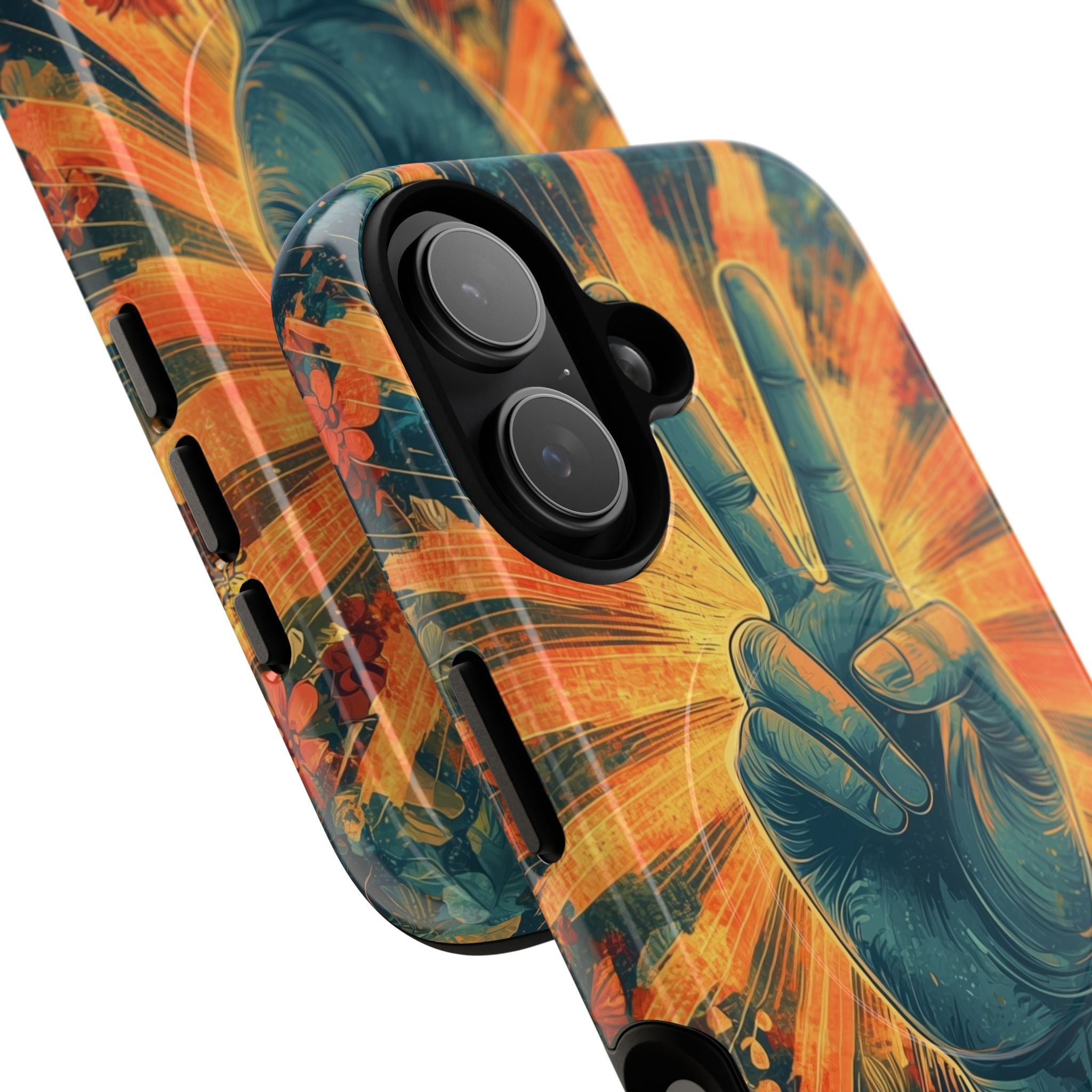 Fleur de paix radieuse · Coque de téléphone Tough+ pour iPhone · Magsafe