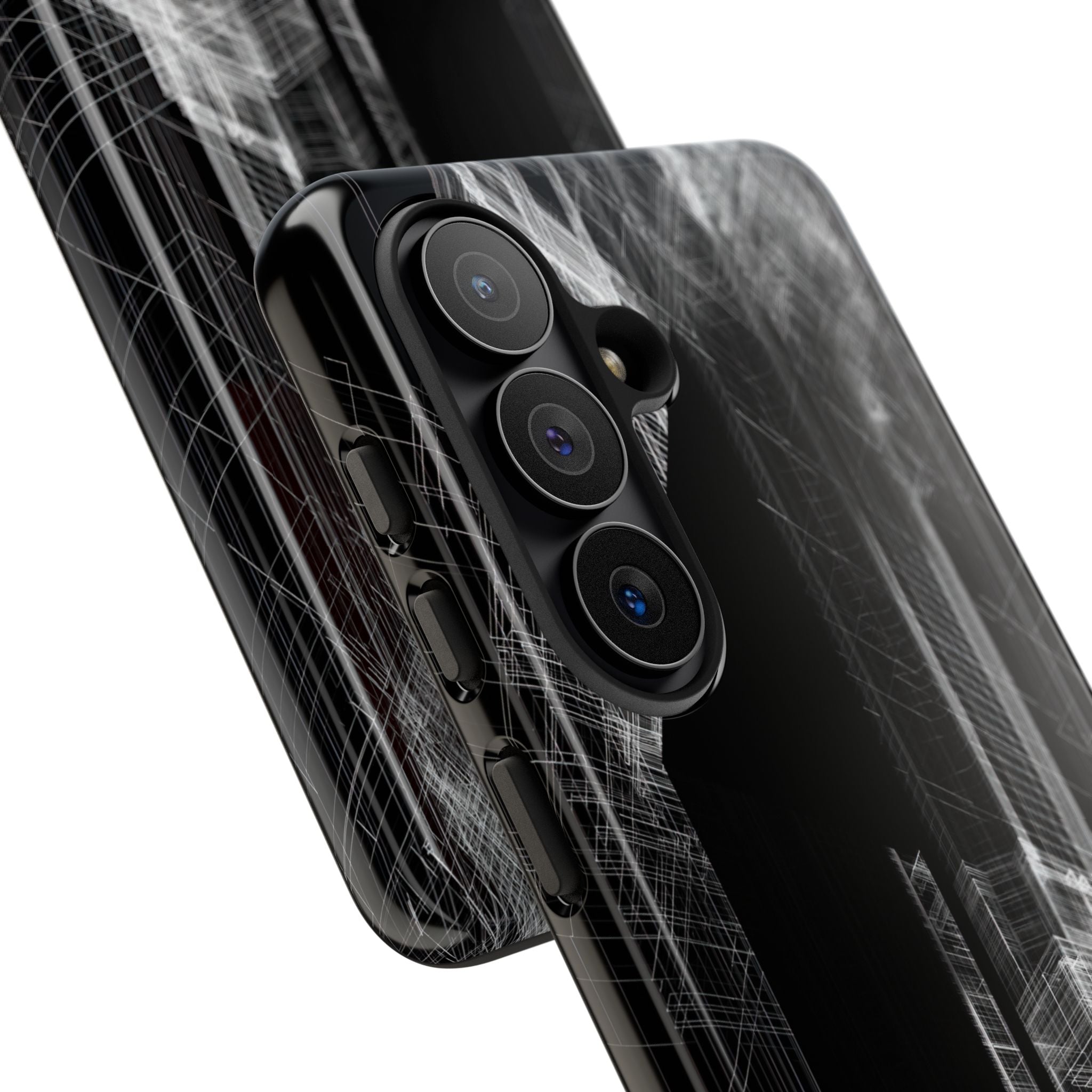Black Tough Phone Case for Samsung - Ghost Urban Wireframe