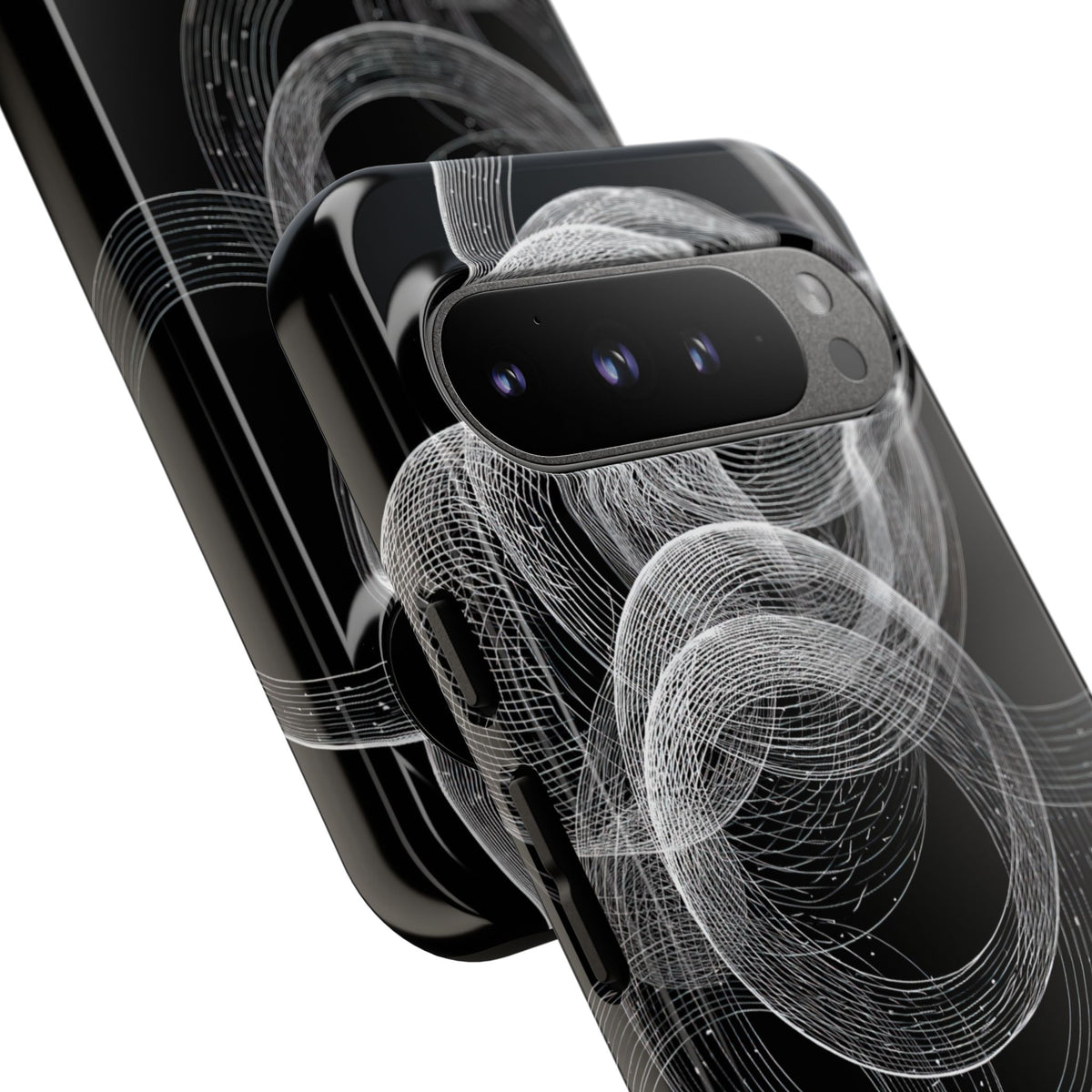 Black Tough Phone Case for Google Pixel - Kinetic Wireframe Orbit