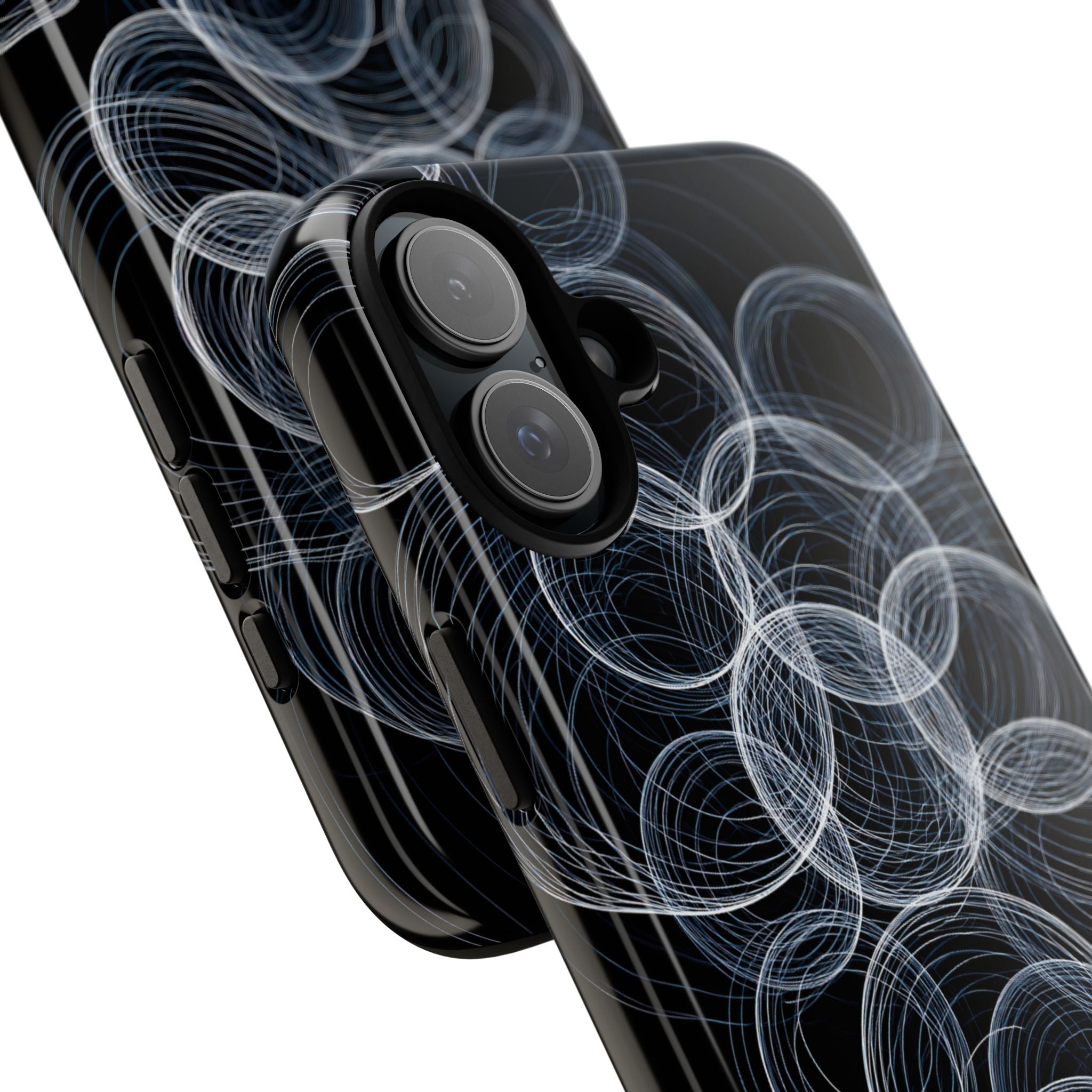 Black Tough Phone Case for iPhone - Frosted Ring Matrix