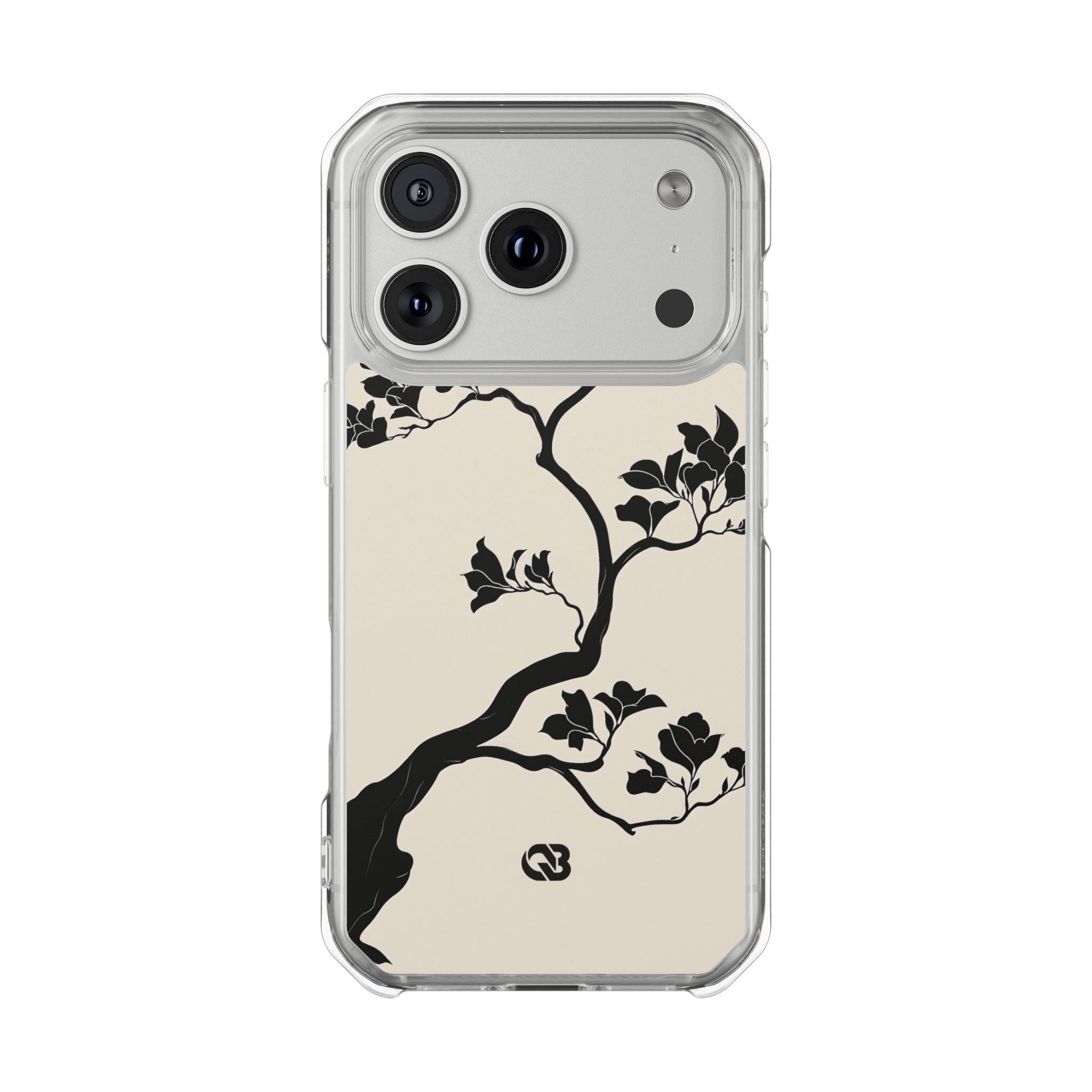 Beige Impact MagSafe Phone Case for iPhone - Obsidian Bonsai Silhouette