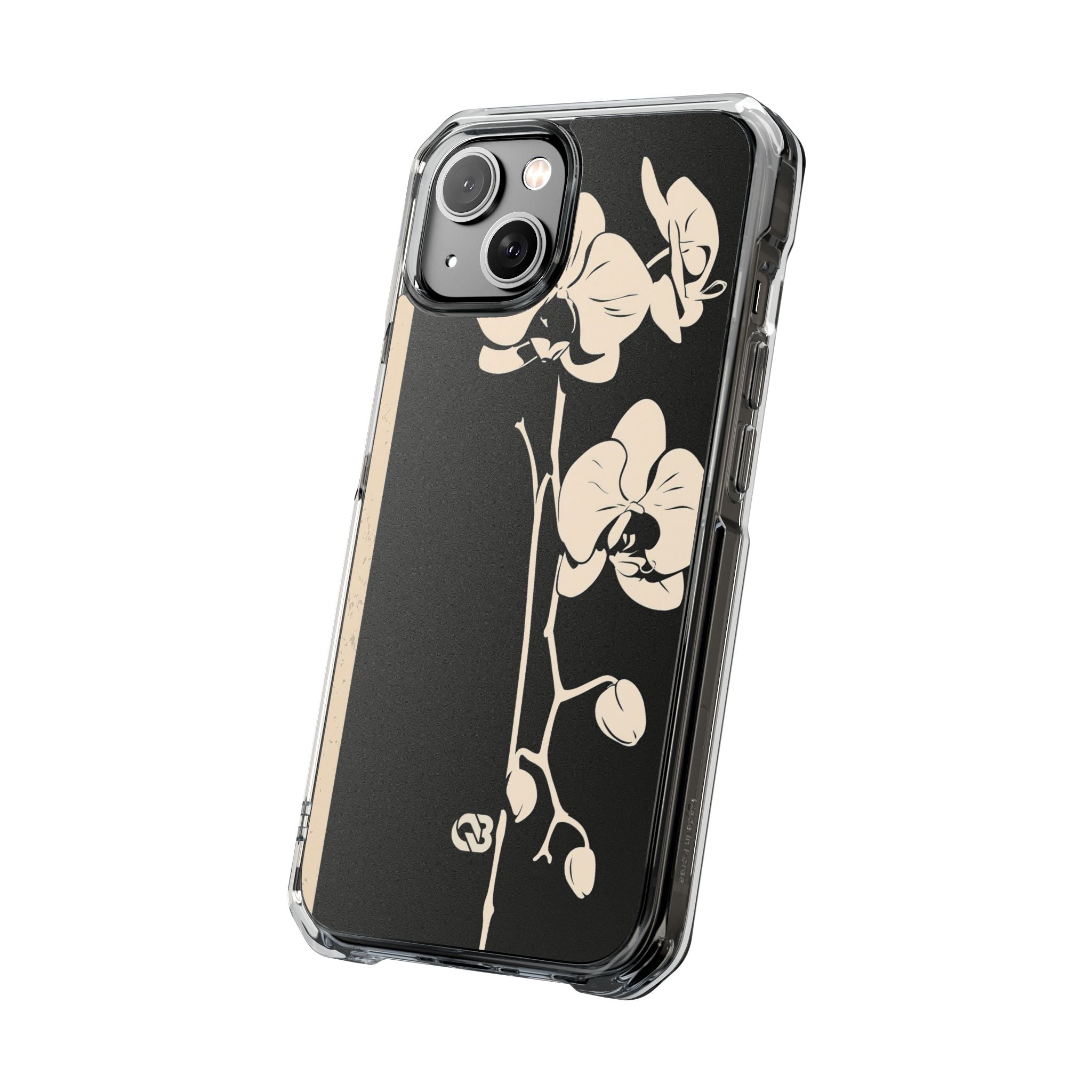 Black Impact MagSafe Phone Case for iPhone - Obsidian Bone Orchid