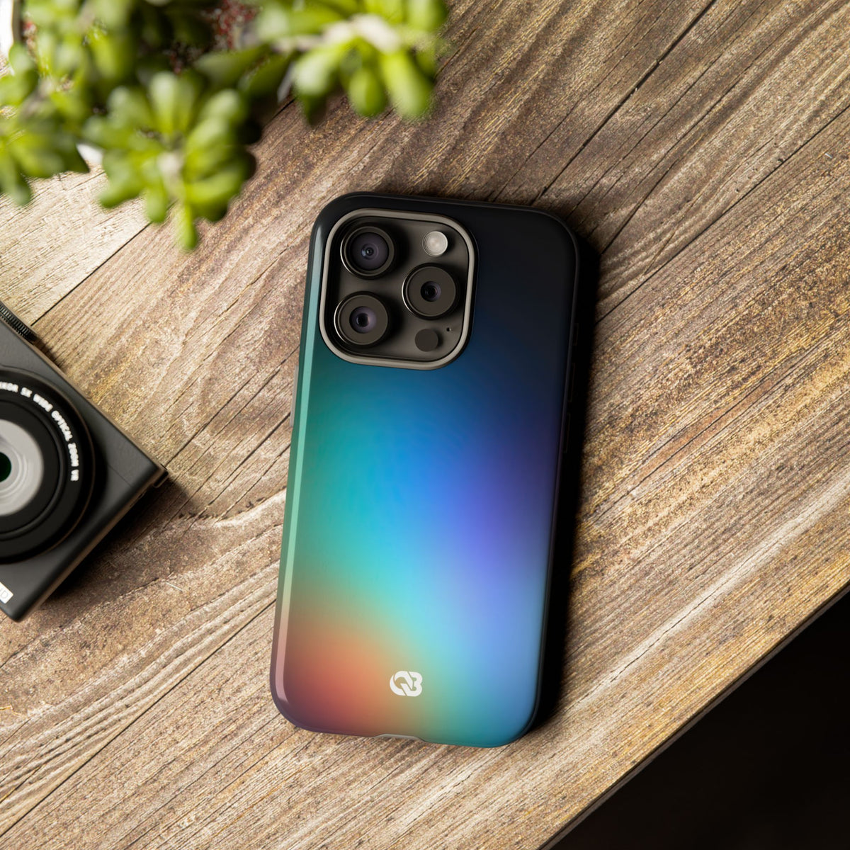 Black Tough Phone Case for iPhone - Electric Prism Grain