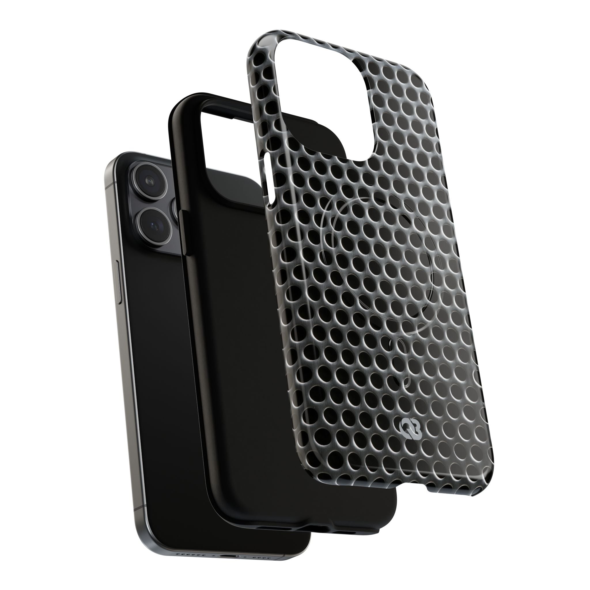 Silver Tough 2.0 Magsafe Phone Case for iPhone - Brutalist Steel Mesh