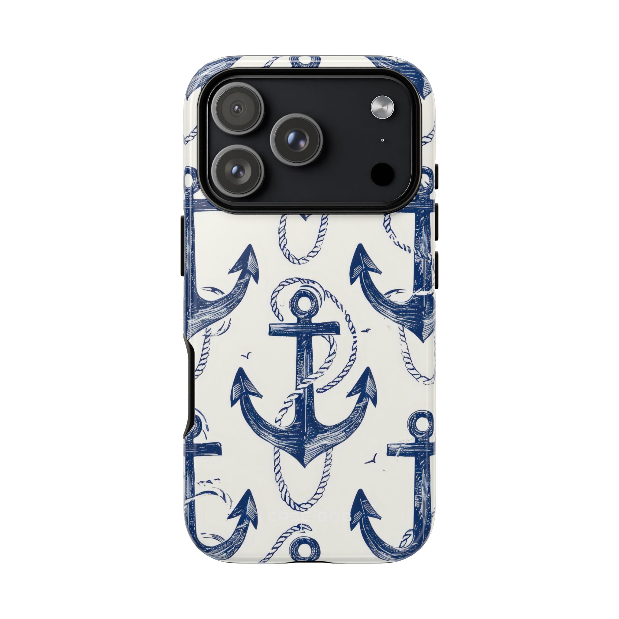 Navy Anchor Loop iPhone 17 Pro Case - Tough - CASE•BOB