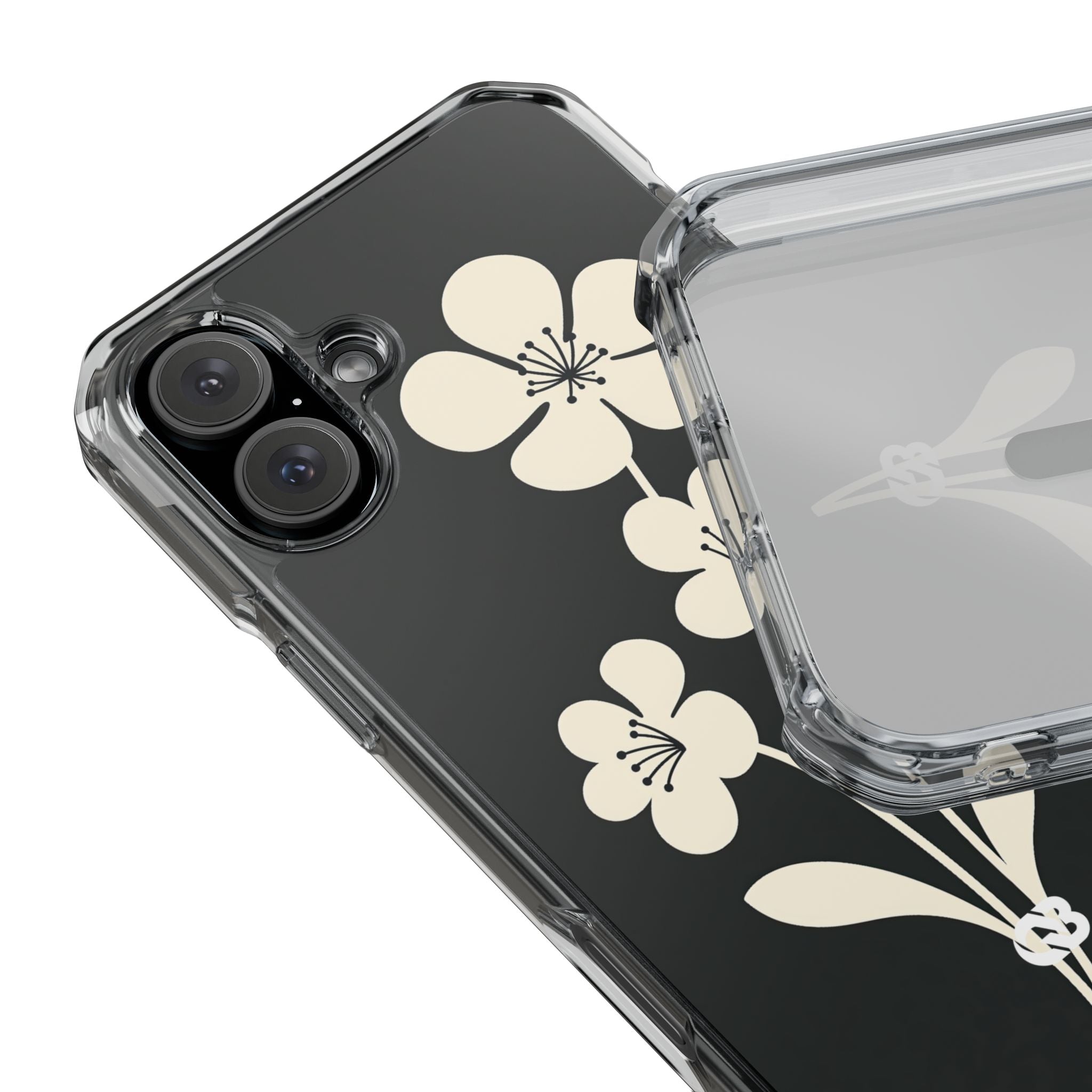 Black Impact MagSafe Phone Case for iPhone - Obsidian Cream Bloom